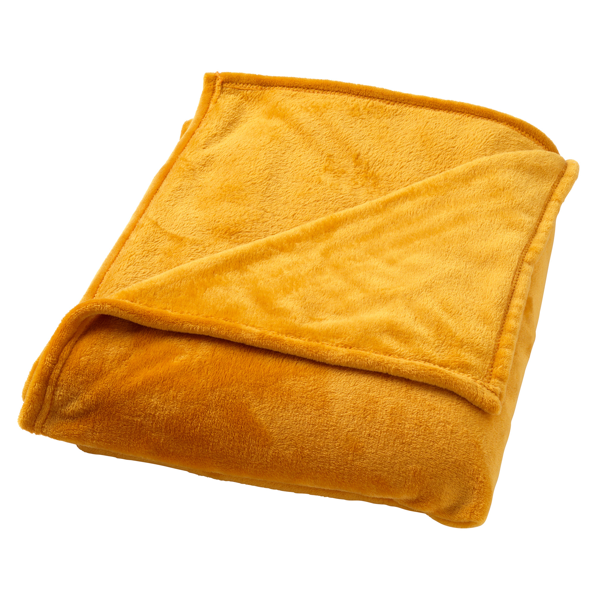 CHARLIE - Plaid 200x220 cm - extra grote fleece deken - effen kleur - Golden Glow - geel 