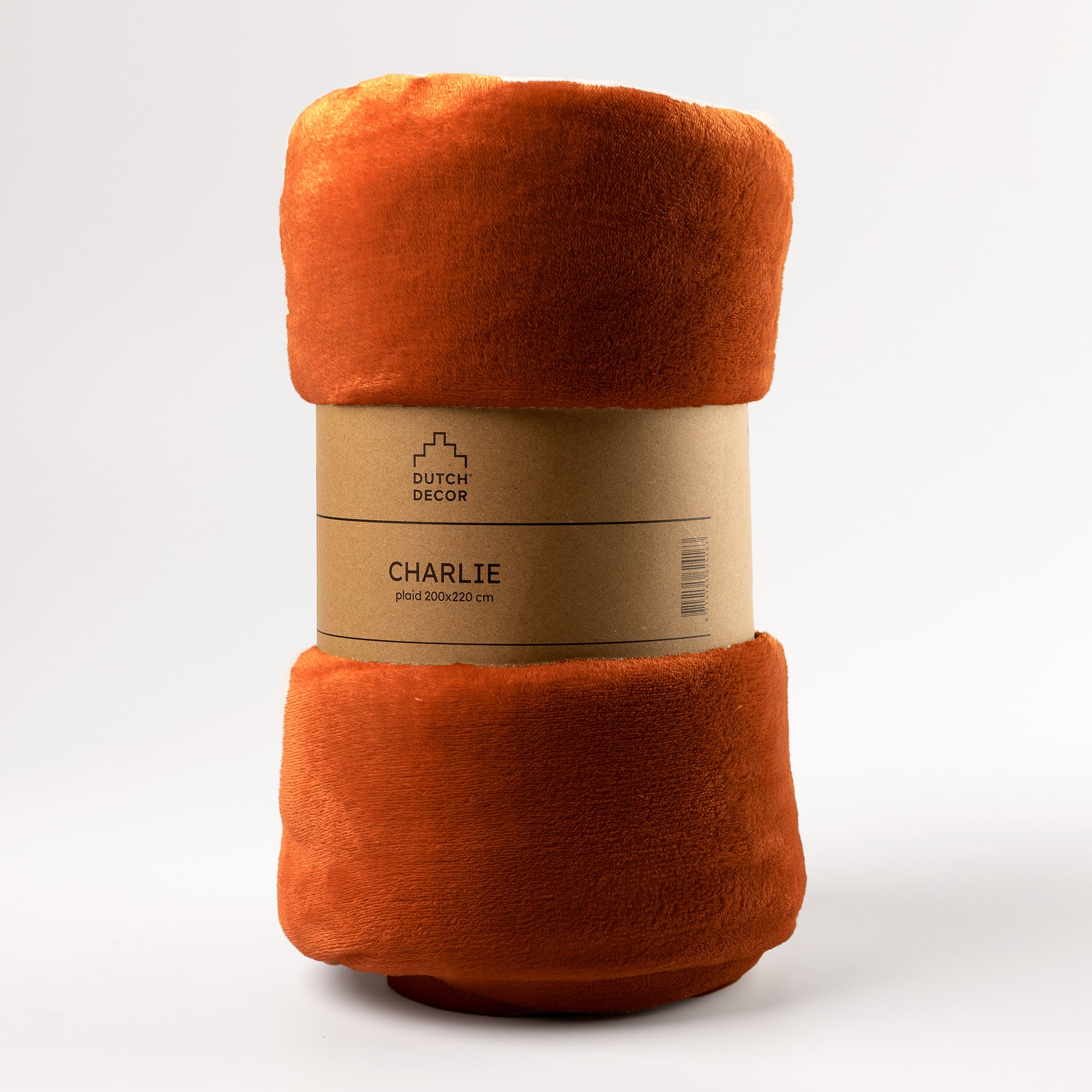 CHARLIE - plaid 200x220 cm - extra grote fleece deken - effen kleur - Potters Clay - oranje  CHARLIE - plaid 200x220 cm - extra grote fleece deken - effen kleur - Potters Clay - oranje