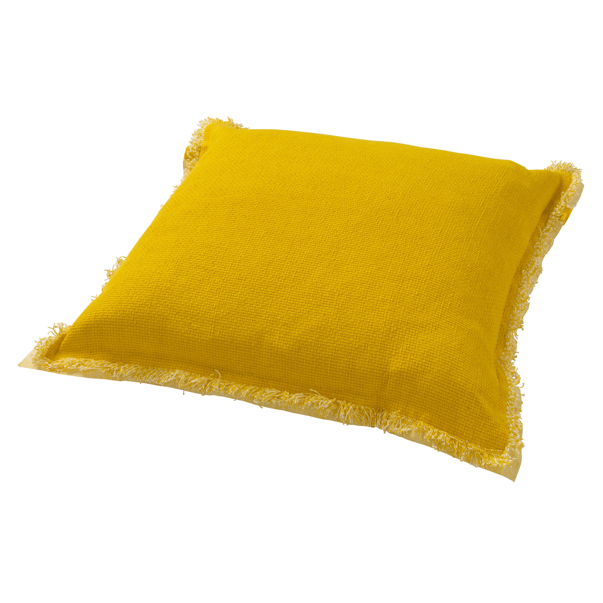 BURTO - Sierkussen 60x60 cm - gewassen katoen - Lemon - geel