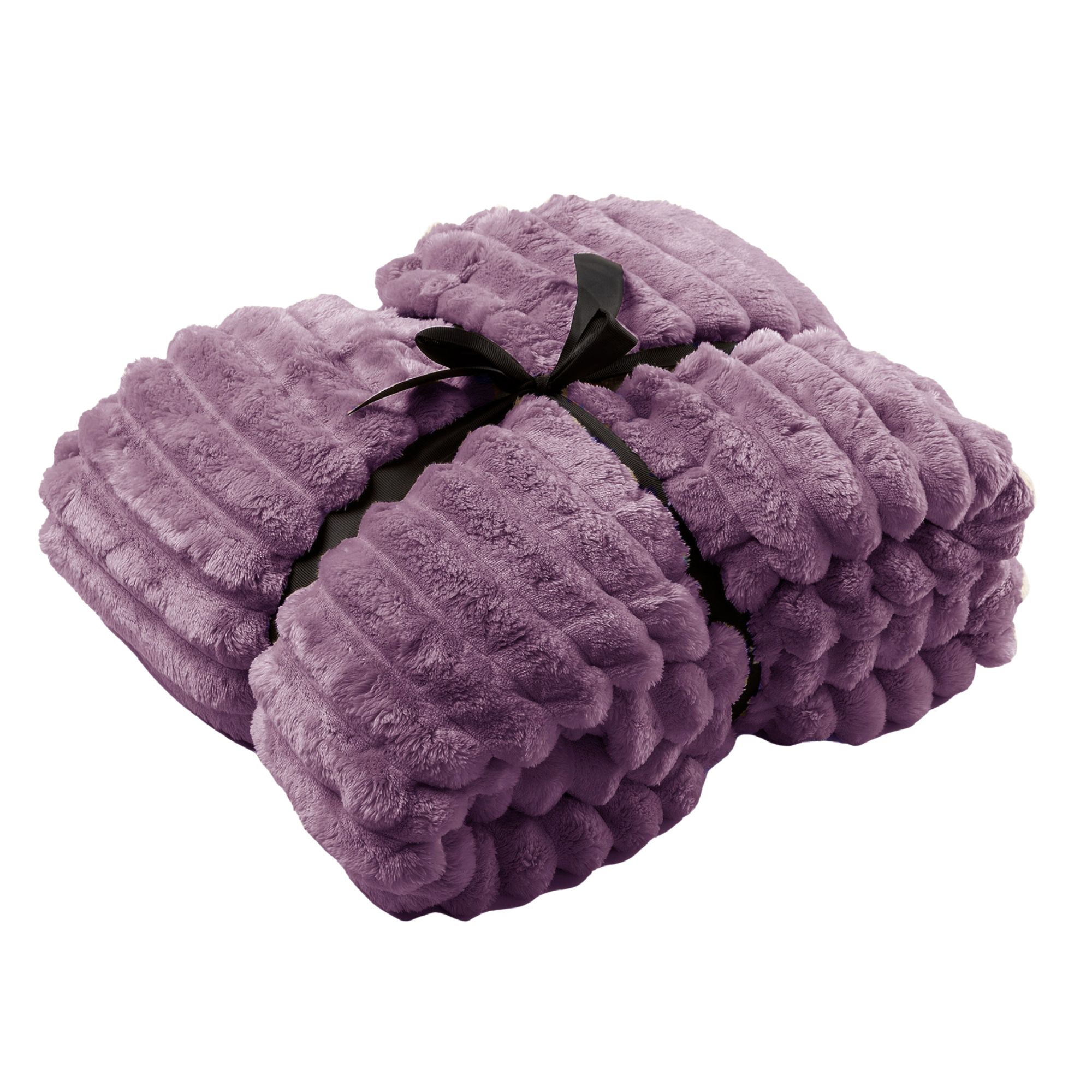 RICKY - plaid 150x200 cm - geribd fleece - superzacht - Dusky Orchid - paars