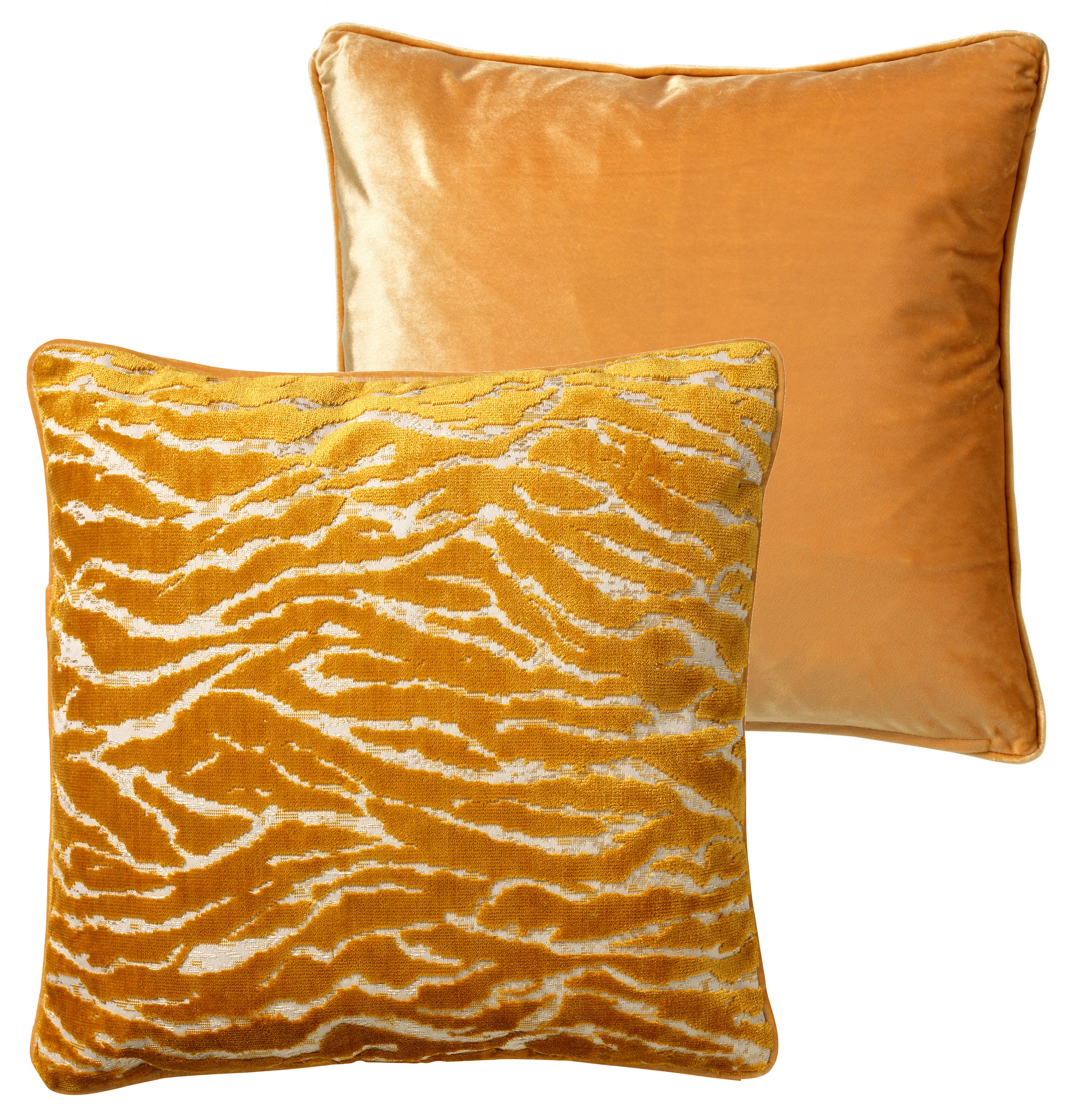 ZABRINA - Kussenhoes 45x45 cm - velvet - Golden Glow - geel - met zebra strepen