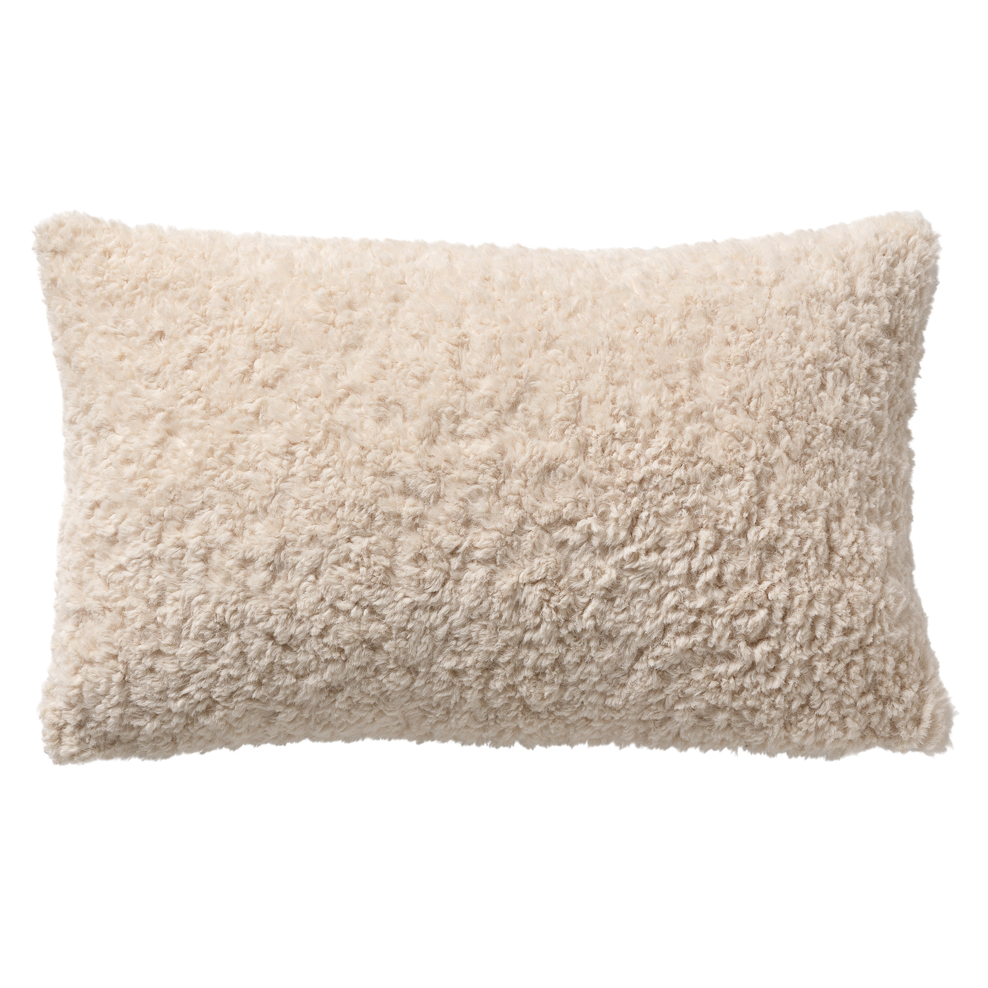 CARLYN - Kussenhoes 30x50 cm – heerlijk zacht – met teddy krullen – Tofu – wit