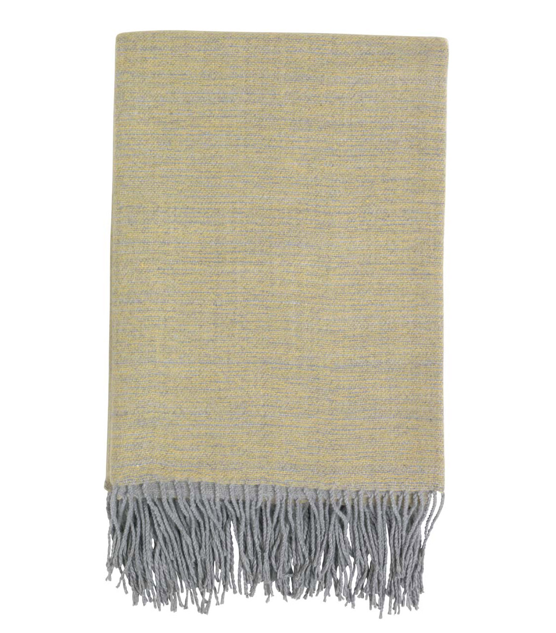 FONS - Plaid 130x180 cm - oker - geel - grijs - franjes
