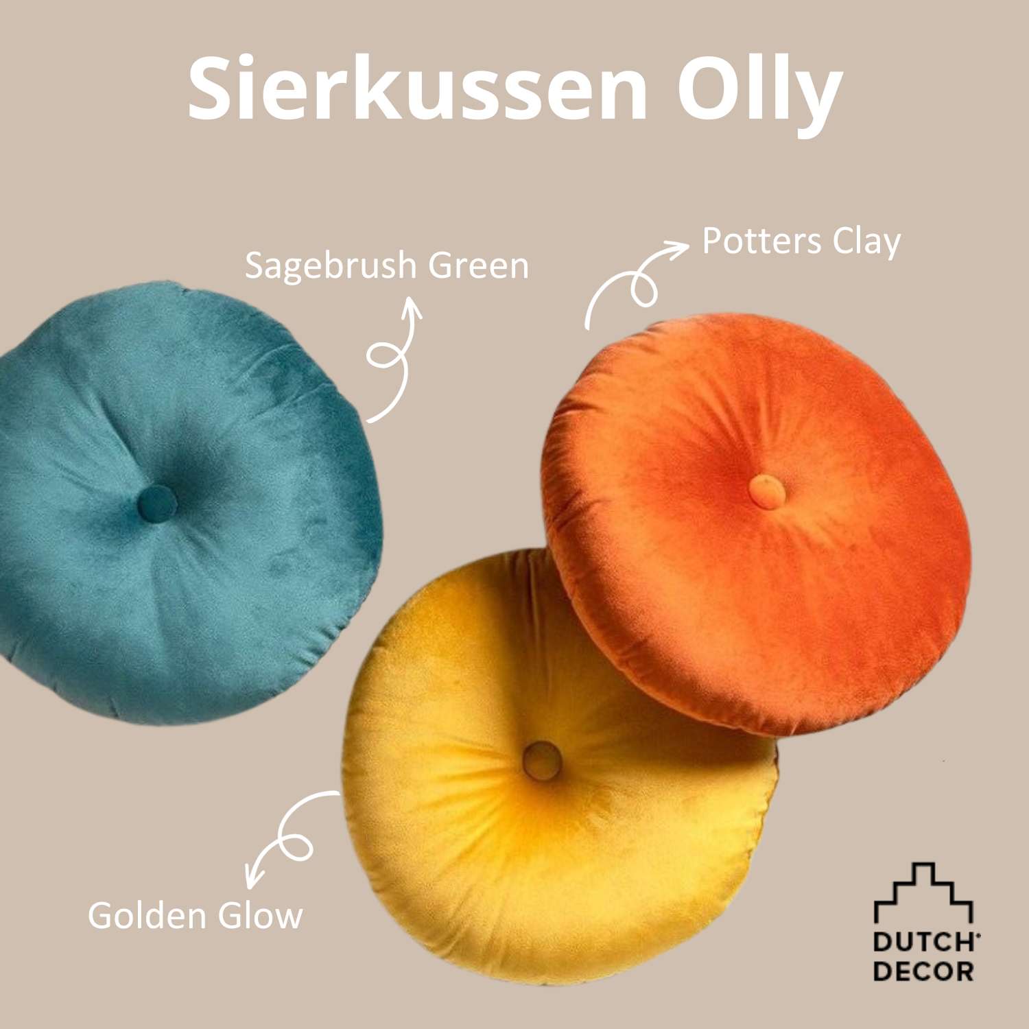 OLLY - Sierkussen rond velvet 40 cm - Potters Clay - oranje / terracotta