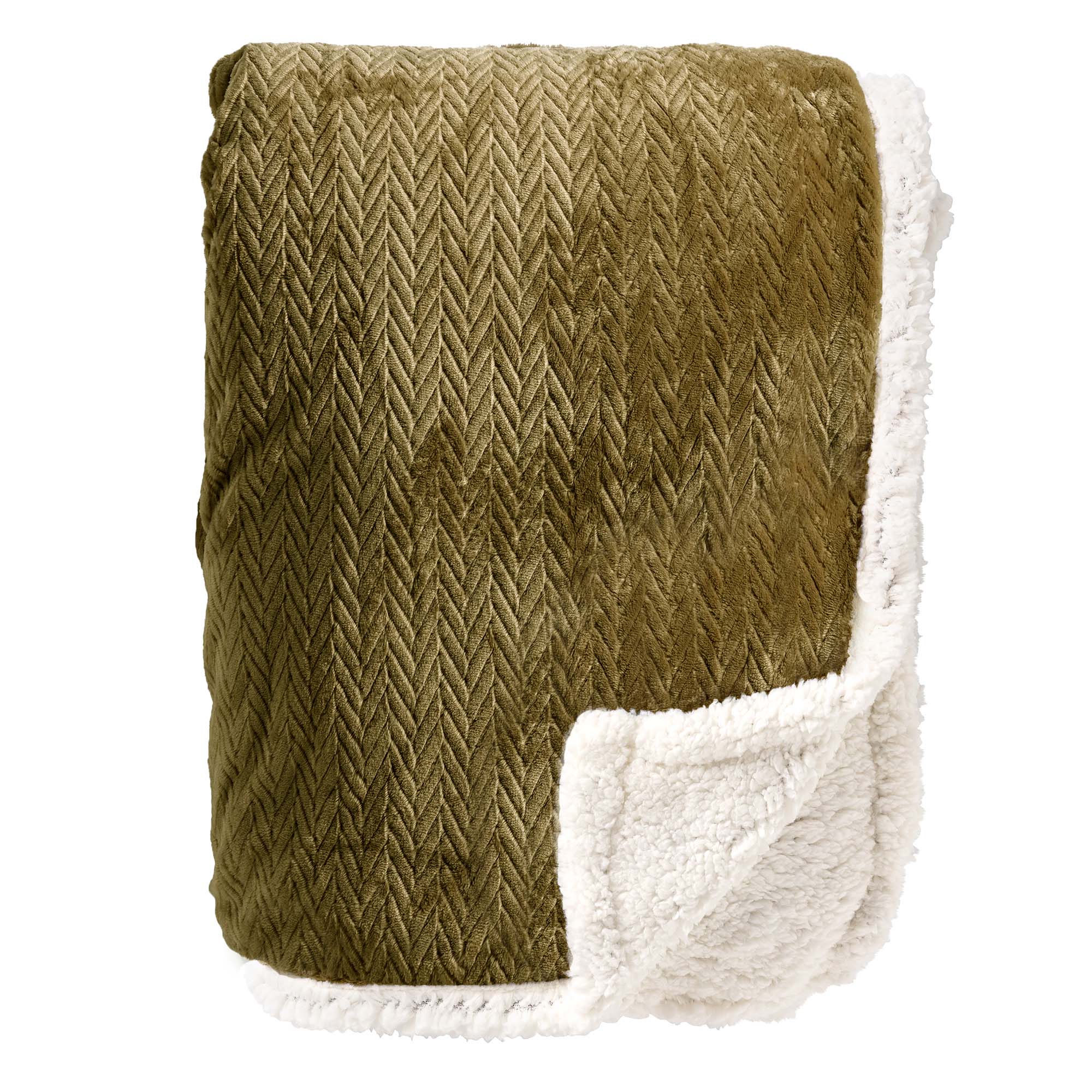  BOBBY - Plaid 150x200 cm - fleece deken met sherpa voering - Military Olive - grün