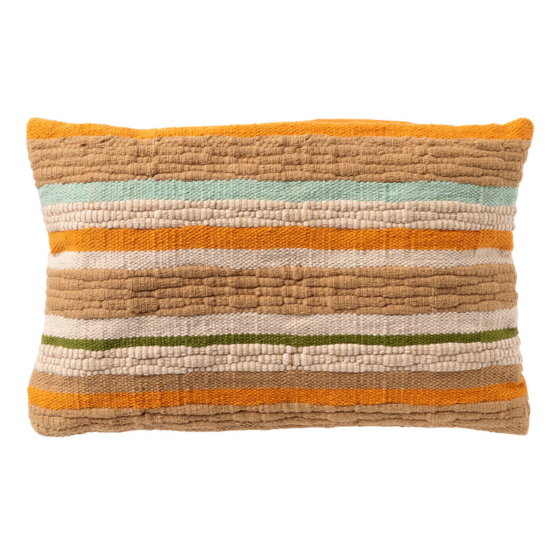 MANTE - Kussenhoes 30x50 cm - natuurlijke look - strepen - Peach Caramel - multicolor