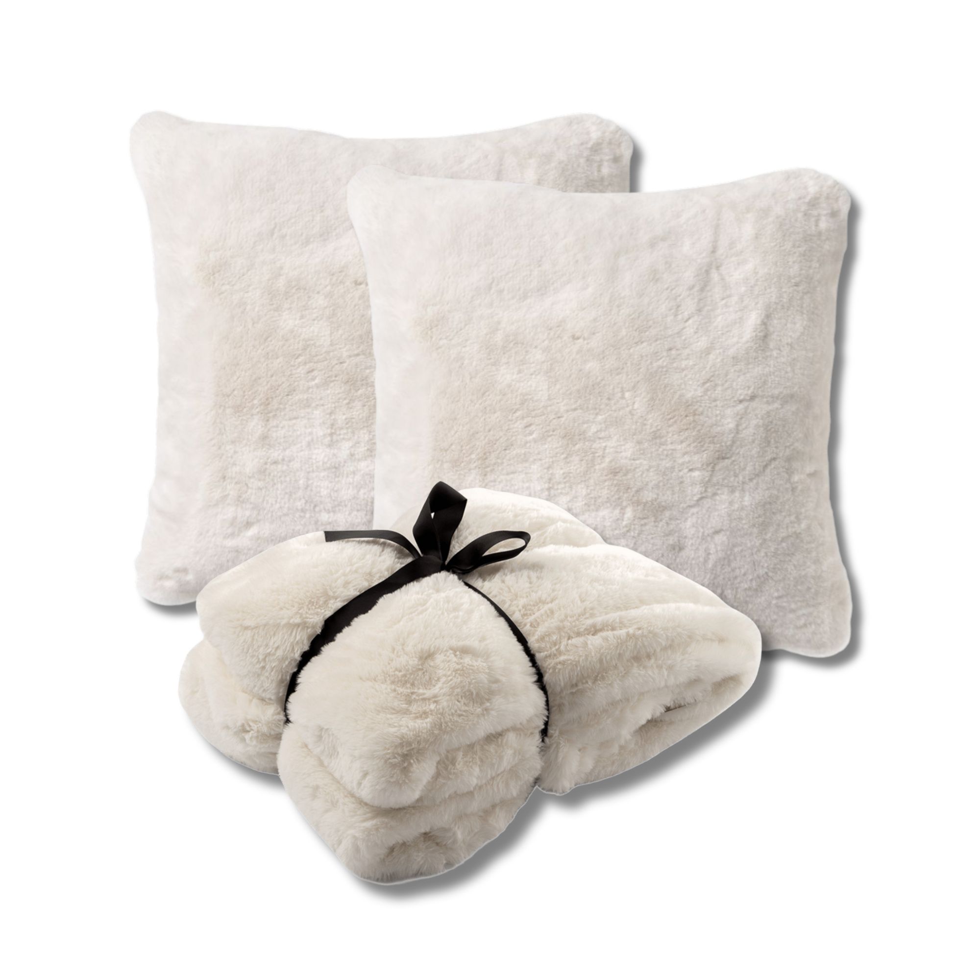 VOORDEELSET - 3-delig - Zaya & Lize - 2 sierkussens 45x45 cm - 1 plaid 140x180 cm - wit