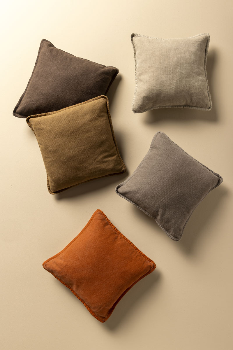 BOWIE - Kussenhoes 45x45 cm - van gewassen katoen - Pumice Stone - beige