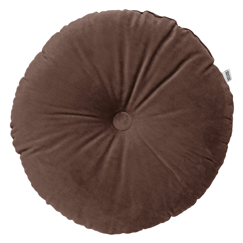 OLLY - Sierkussen rond velvet  Ø40 cm - Chocolate Martini - donkerbruin