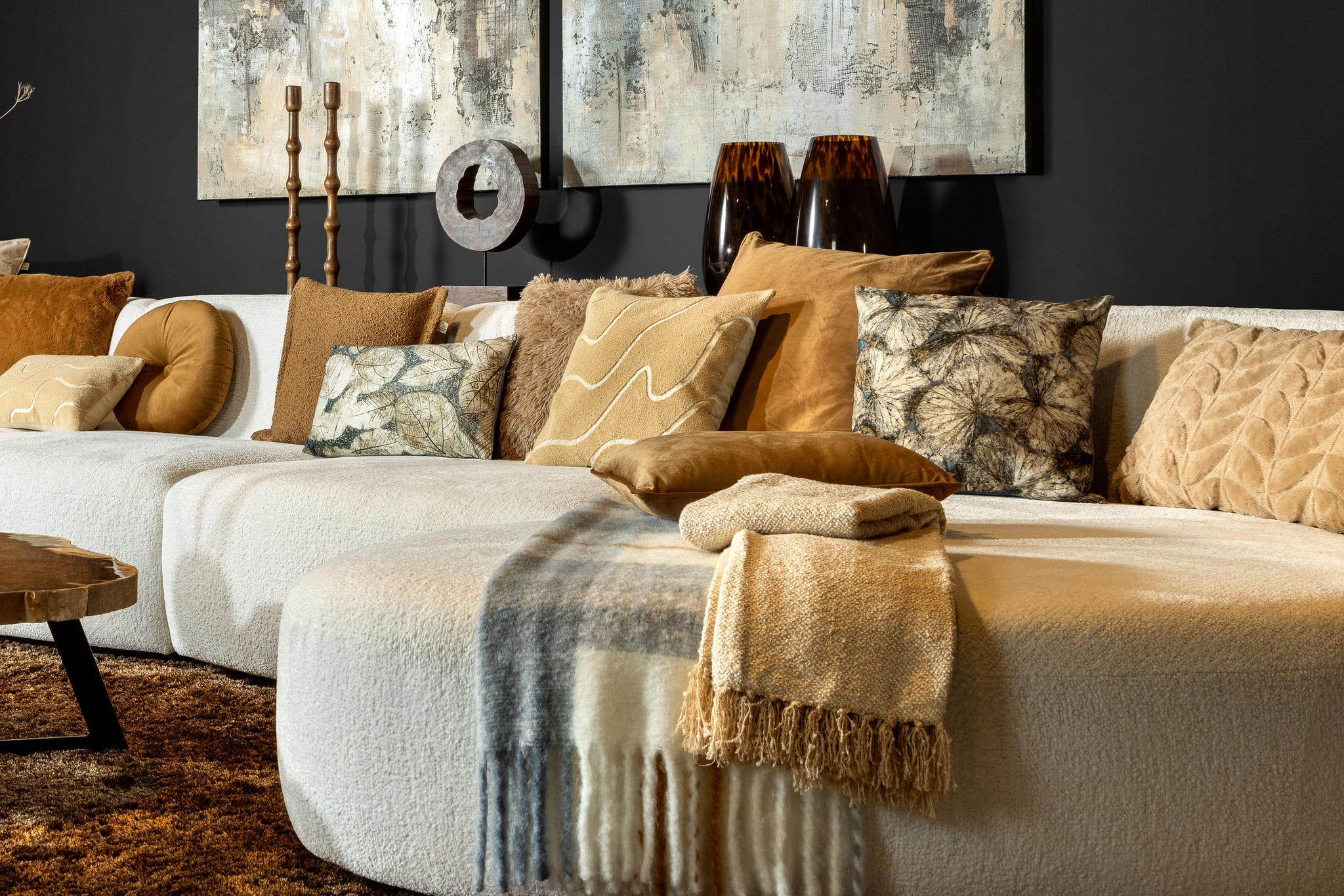 SALLY - Plaid 140x180 cm - zacht - franjes - Irish Cream - beige