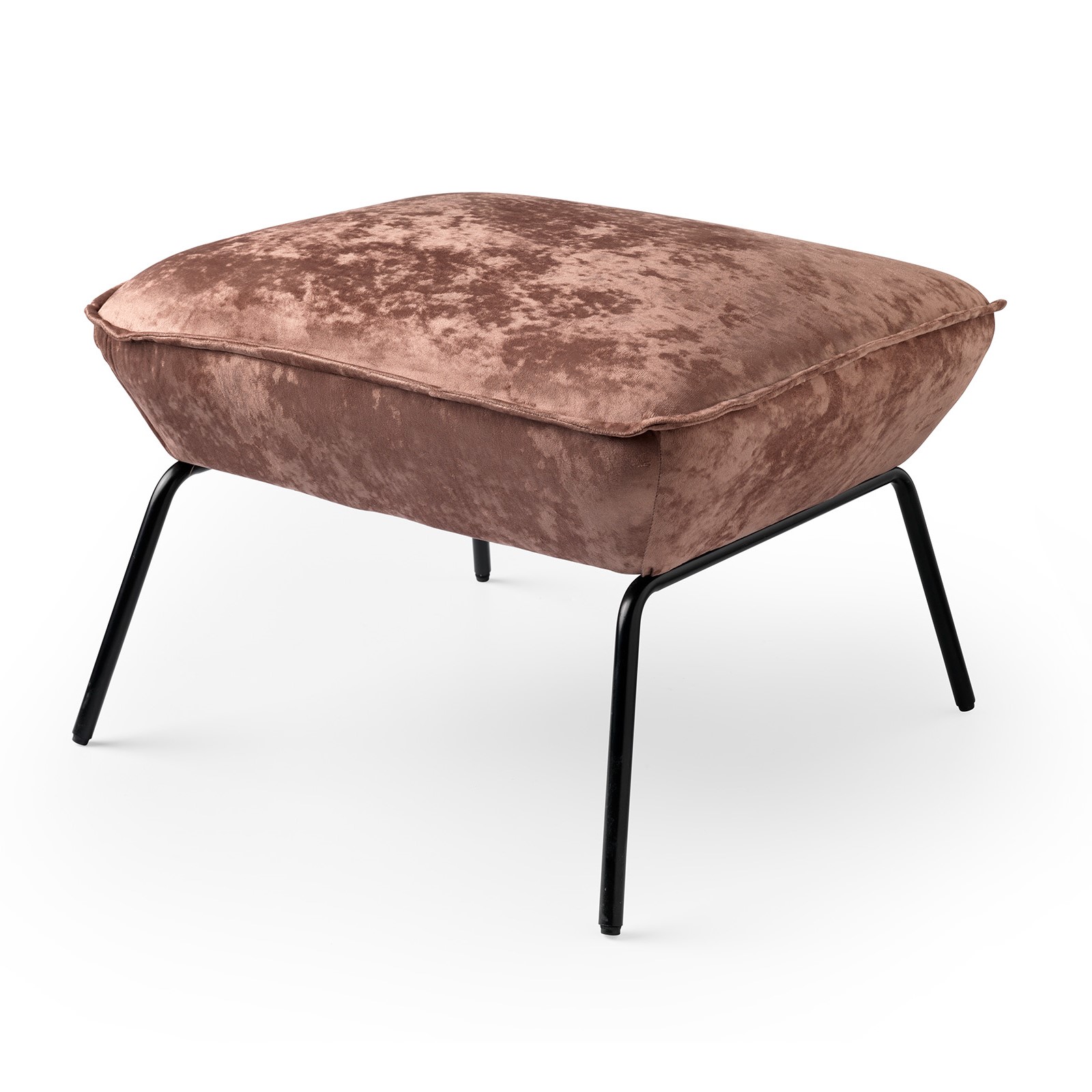 SCOTT - Voetenbankje - velvet poef - 57x54x40 cm - ideale bijzet poef - Tobacco Brown - bruin