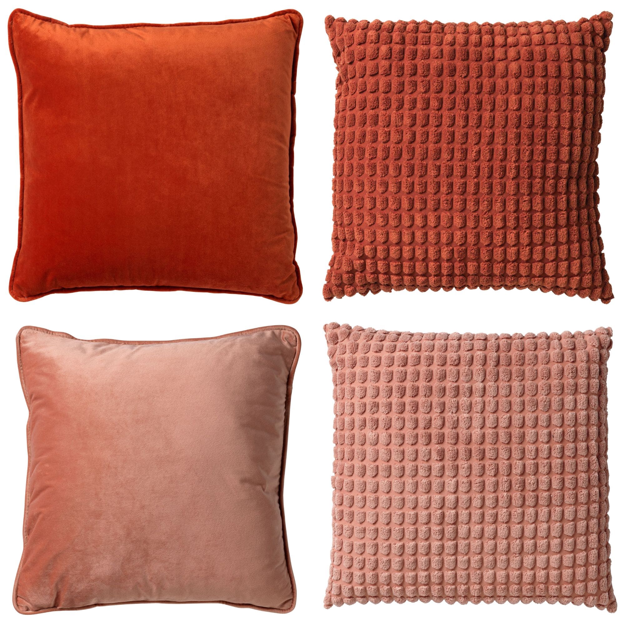 KUSSENSET - 4-delig - Dual Harmony - 45x45 cm - sierkussens inclusief binnenkussens - roze, oranje