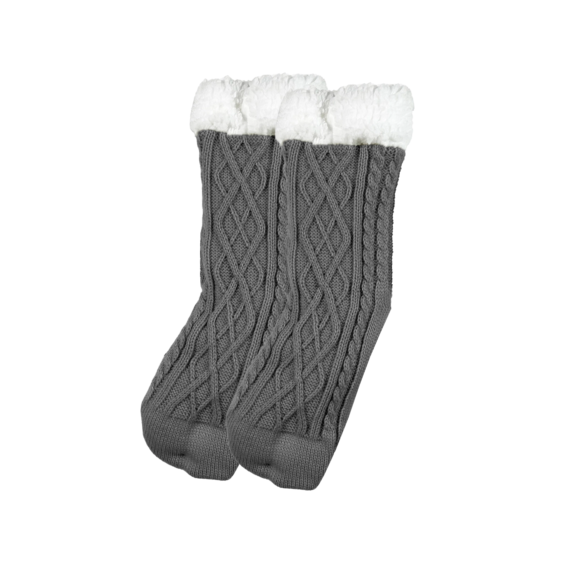 ELZA - Huissokken - antislip - met sherpa voering - one size  - Charcoal Gray - antraciet