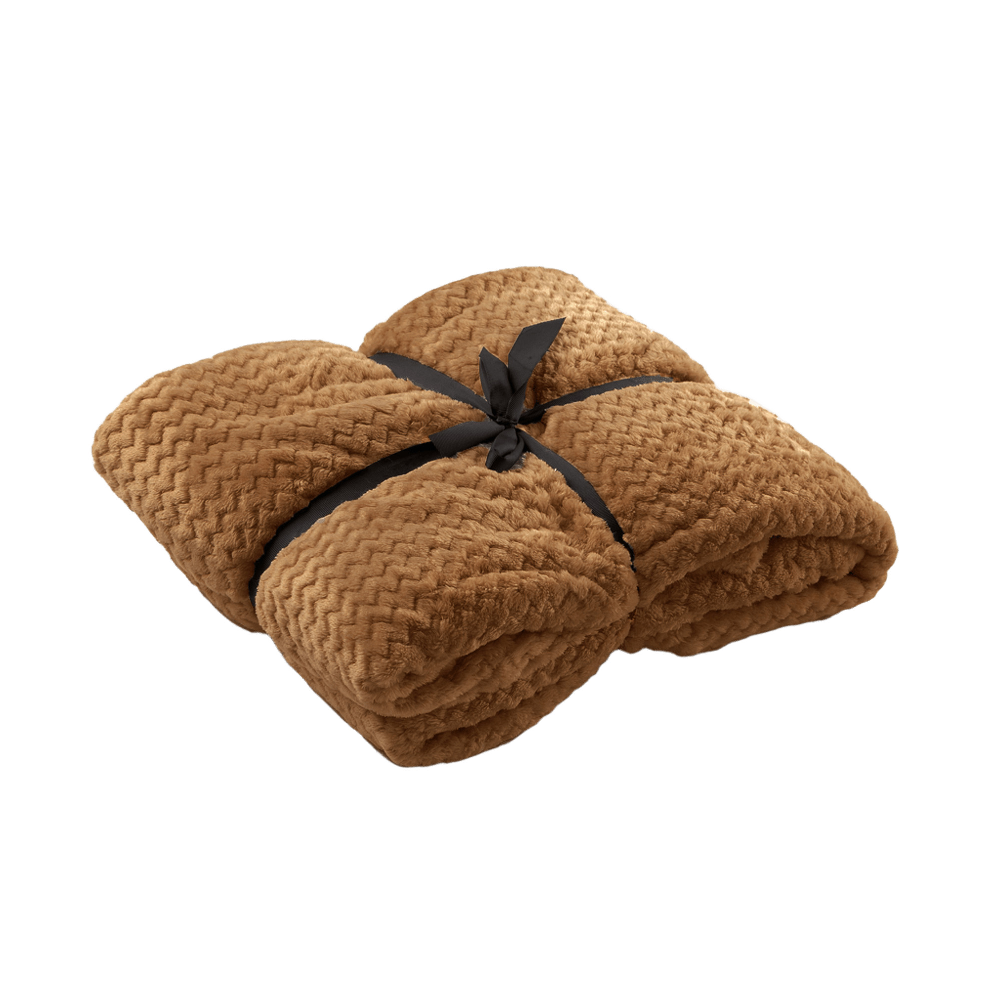 MARA - plaid 150x200 cm - superzachte deken - zigzagpatroon - Tobacco Brown - bruin