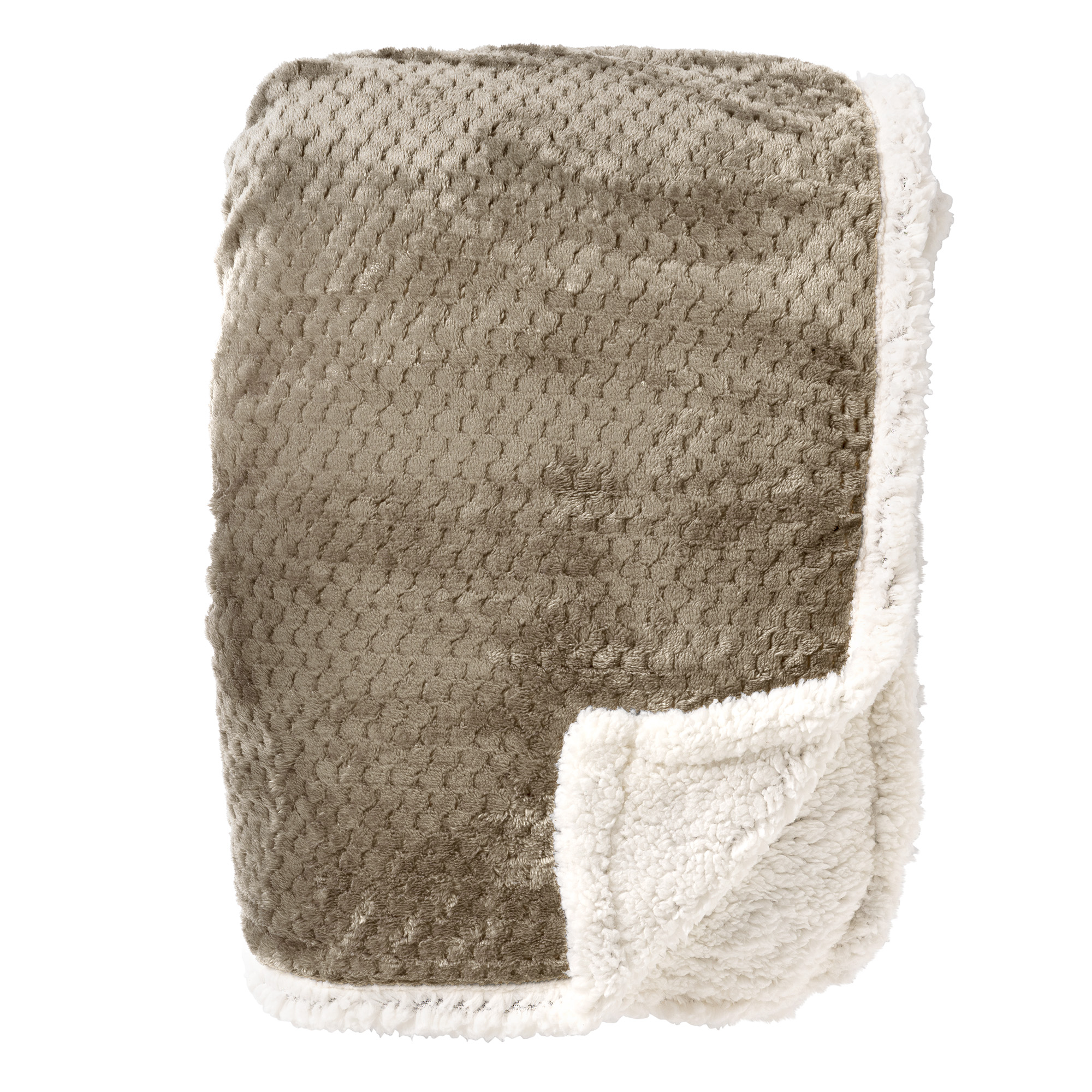 CODY - Plaid 150x200 cm - fleece deken met sherpa voering - Pumice Stone - beige