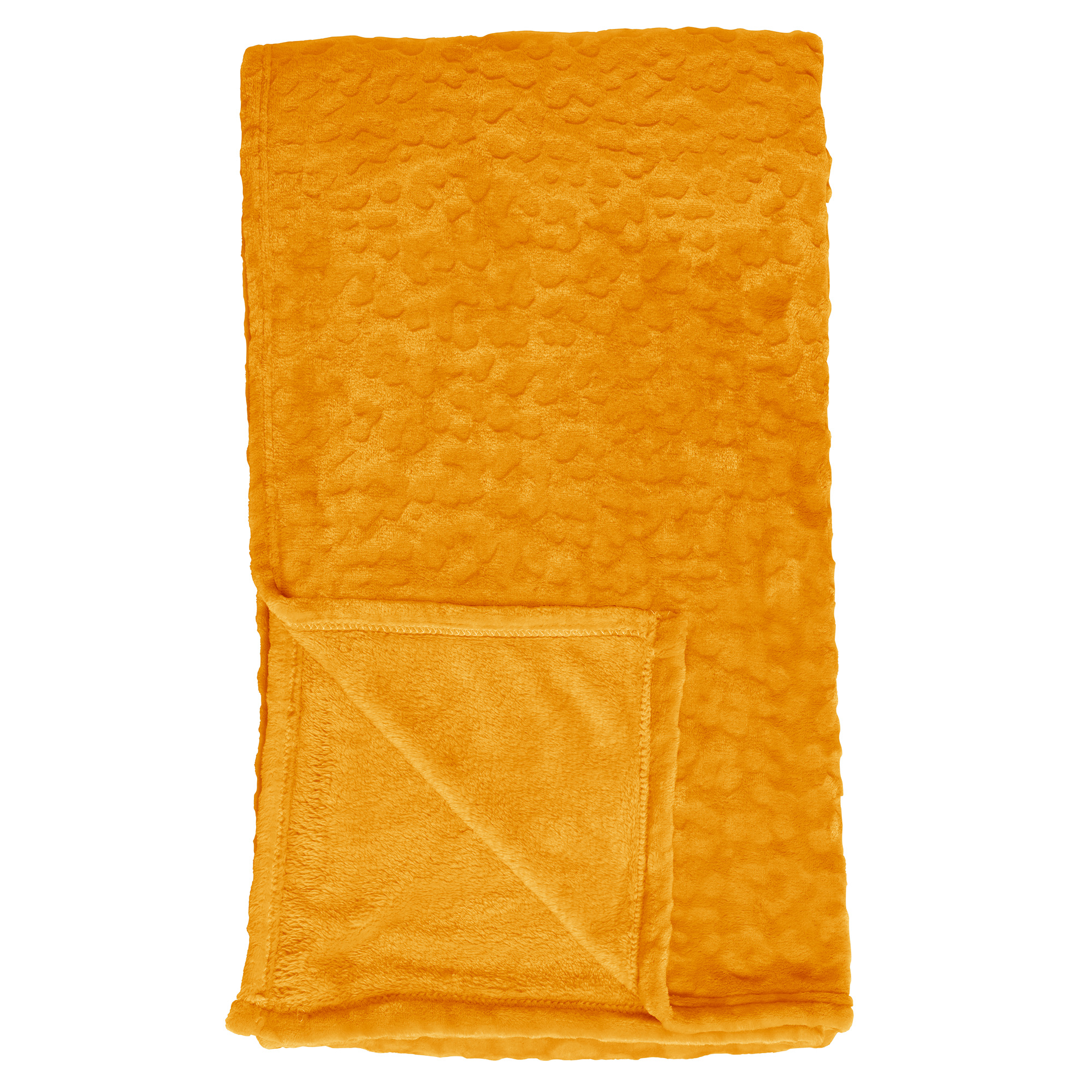 CHESTER - Plaid 150x200 cm - fleece deken met subtiele dierenprint - Golden Glow - geel