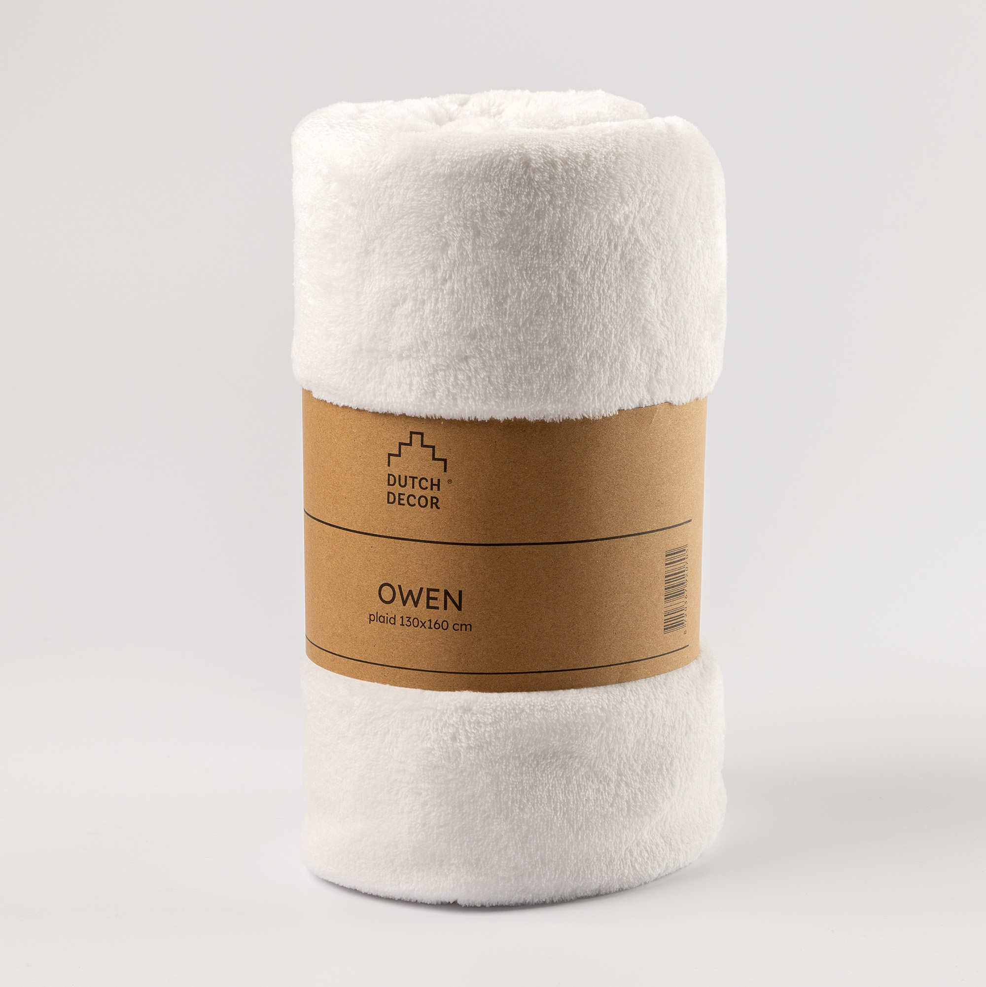 VOORDEELSET - 3-delig - Fluffy & Owen - 2 sierkussens 45x45 cm - 1 plaid 130x160 cm - wit