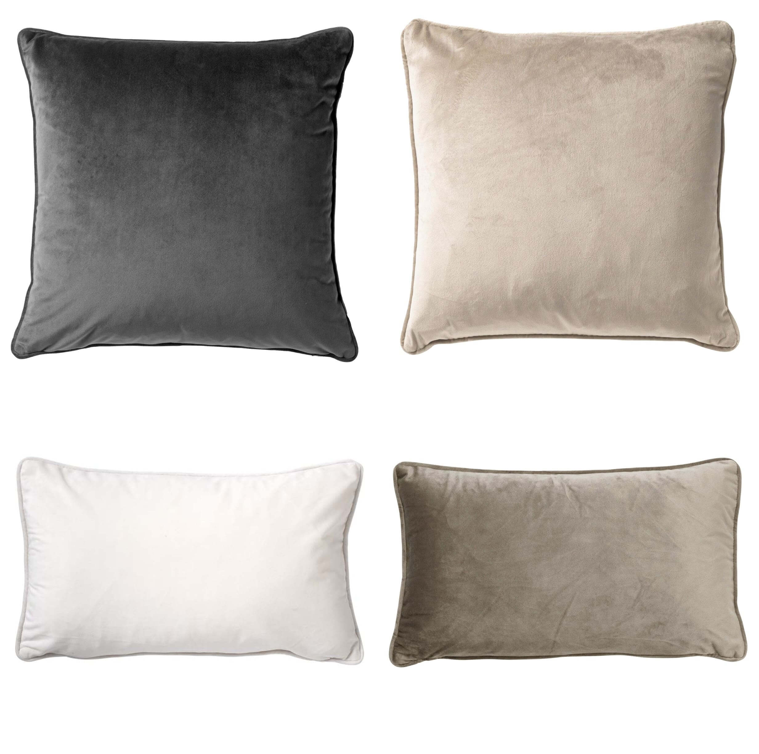 KUSSENSET - 4-delig - 45x45 cm en 30x50 cm - inclusief binnenkussens - antraciet, beige, wit, taupe