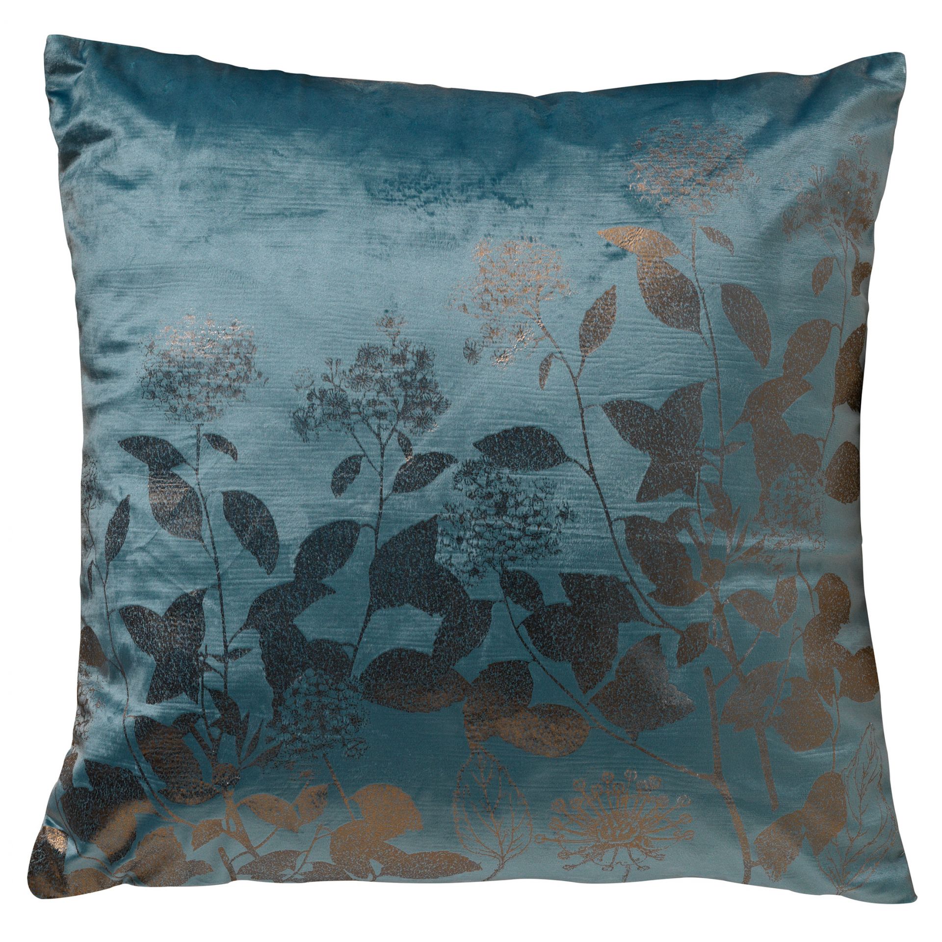 ROSALIE - Sierkussen 45x45 cm - velvet - bloemen en blaadjes - Sagebrush Green - groen