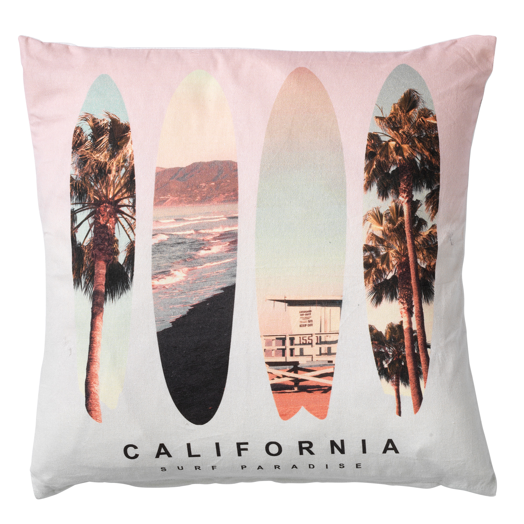 BOARDS - Sierkussen katoen 45x45 cm - California - Surf Paradise - Palmbomen