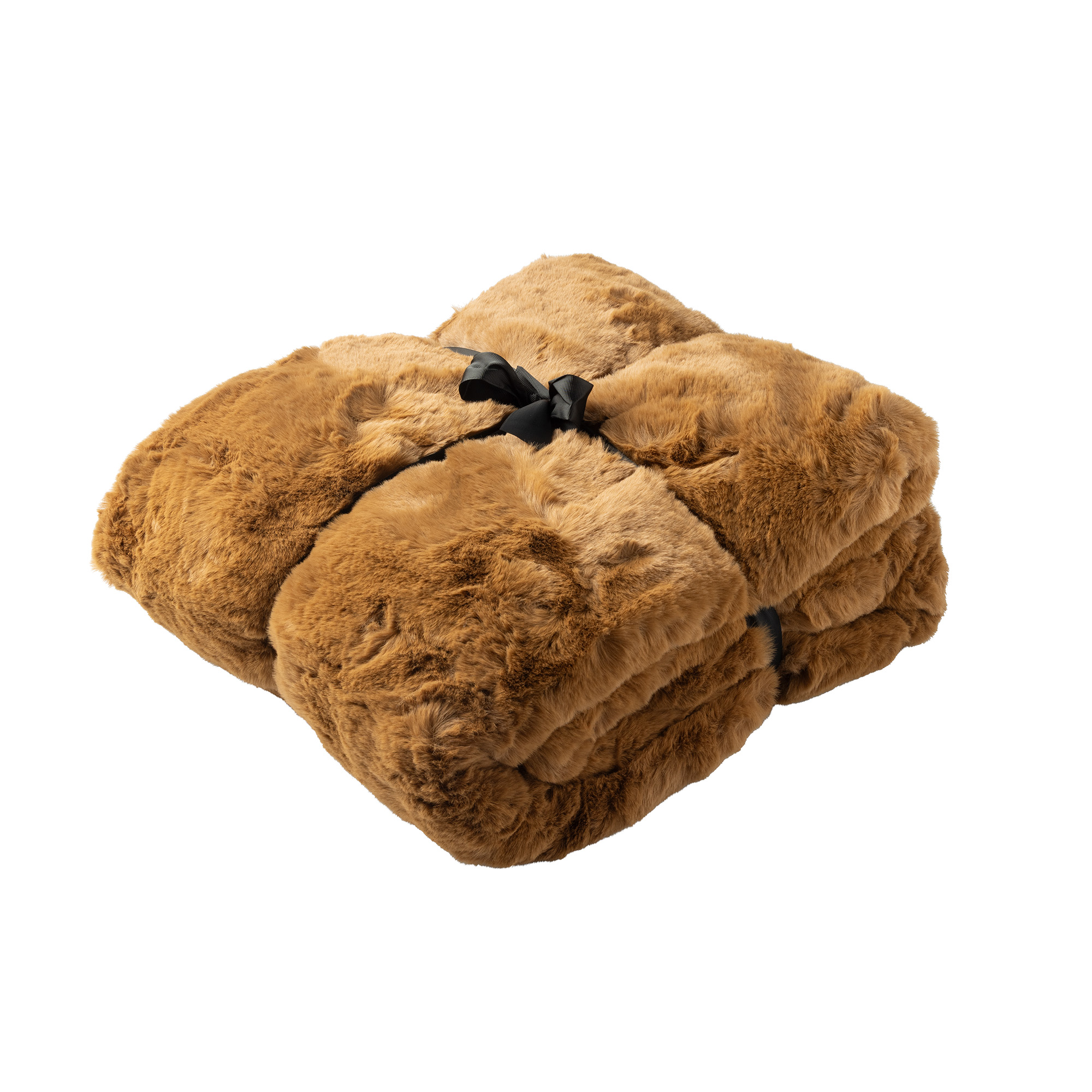 ZINZI - plaid 140x180 cm - bontlook - effen kleur - Tobacco Brown - bruin