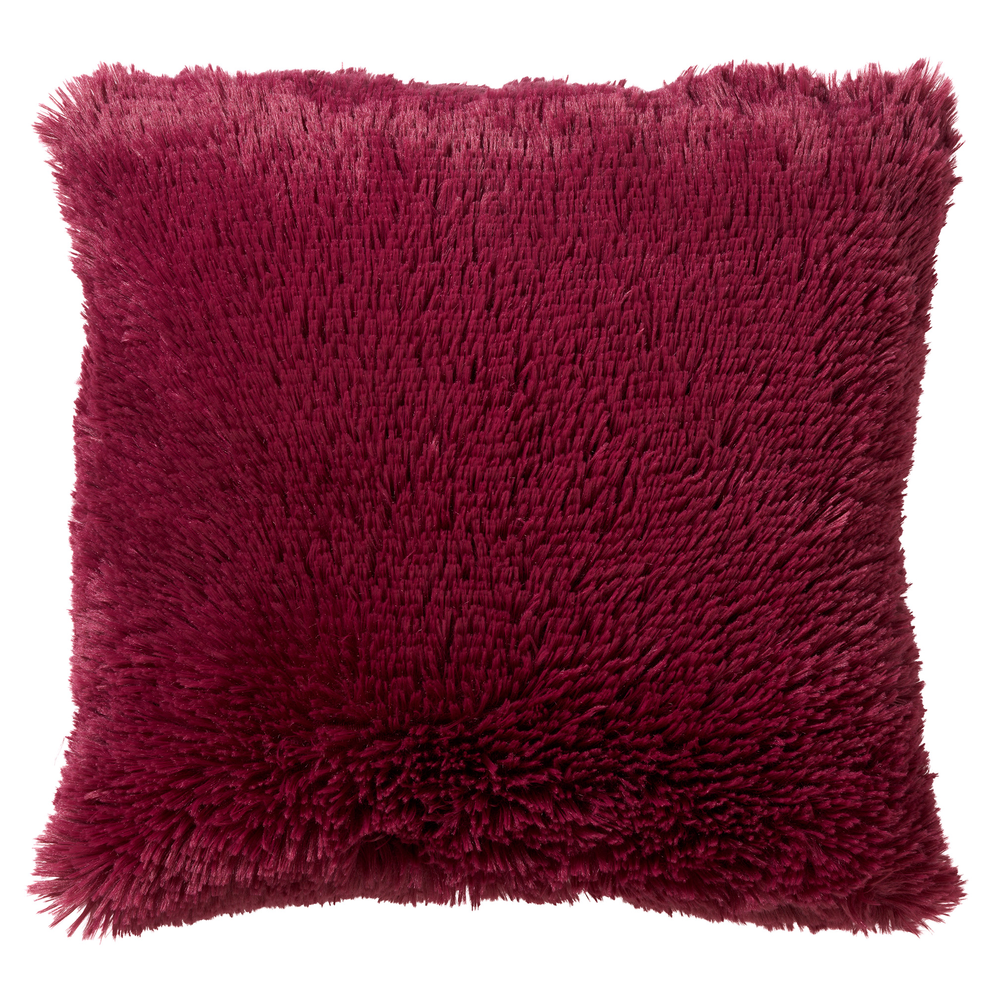 FLUFFY - Kussenhoes 45x45 cm - superzacht - effen kleur - Red Plum - roze