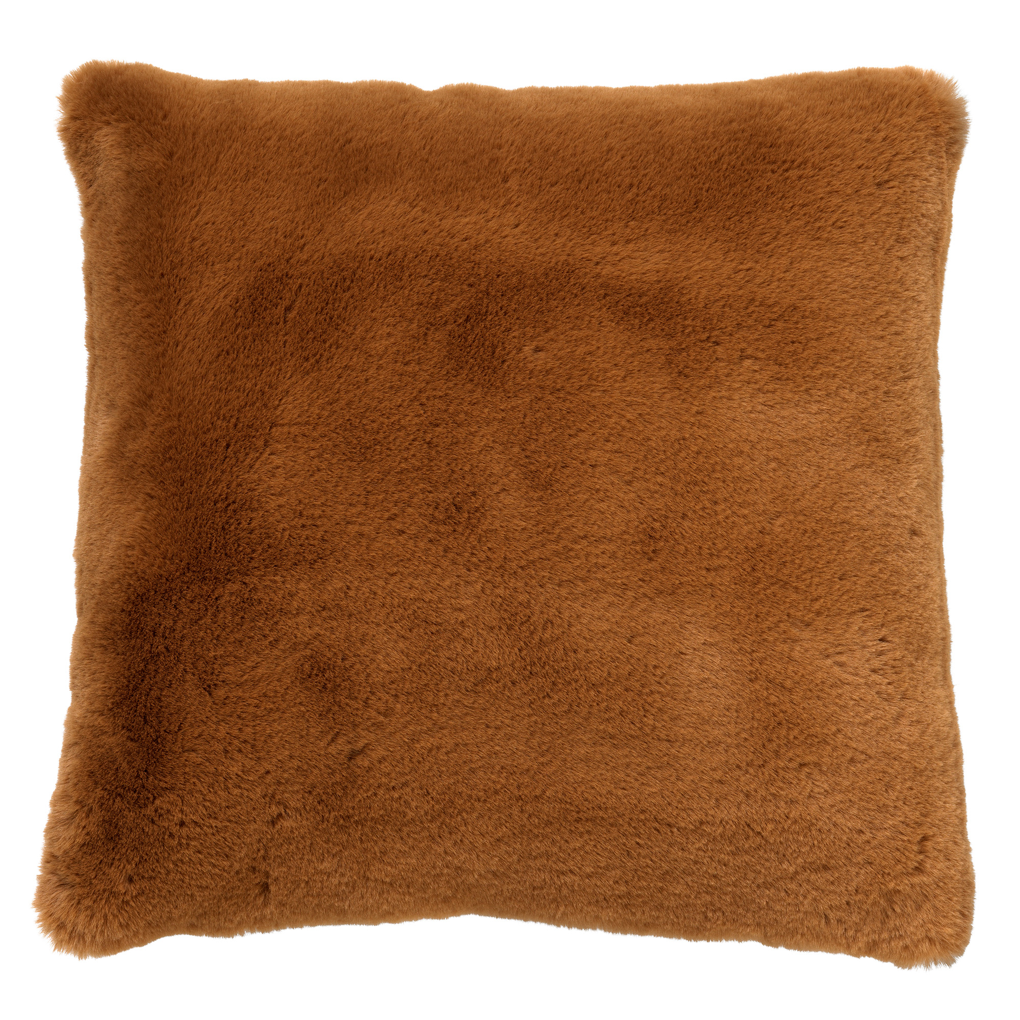 ZAYA - Sierkussen 45x45 cm - bontlook - effen kleur - Tobacco Brown - bruin