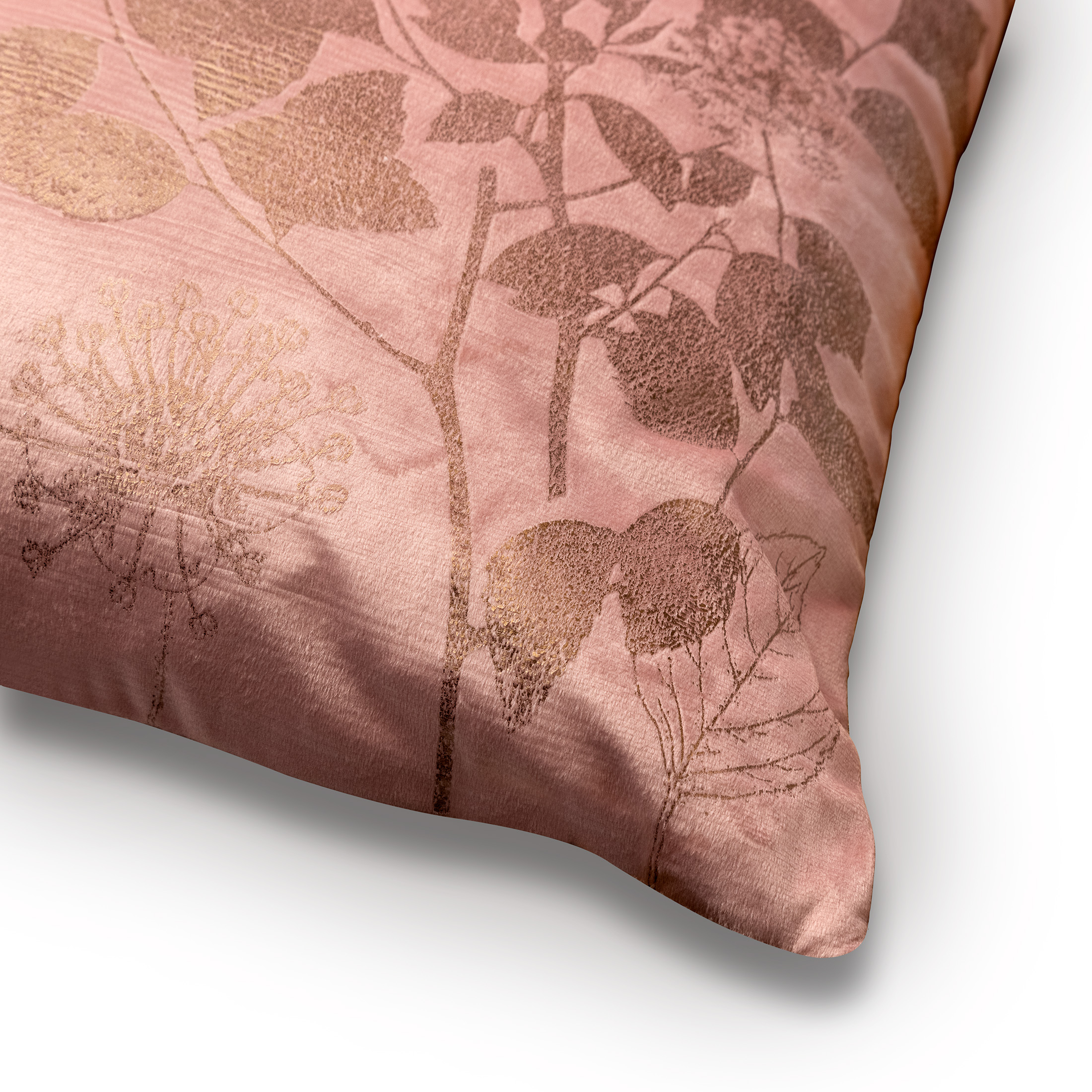 ROSALIE - Kussenhoes velvet 45x45 cm - Muted Clay - roze - bloemen en blaadjes