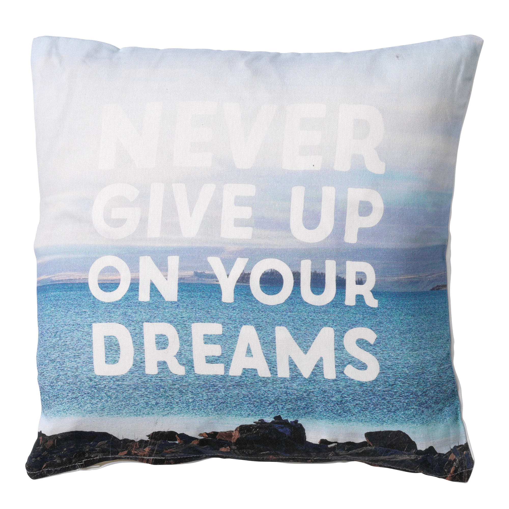 DREAMS - Sierkussen met tekst blauw en wit 45x45 cm - Funkussen