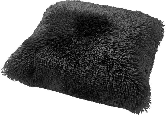 duim Geurig Populair FLUFFY - Kussenhoes unikleur 60x60 cm - Raven - zwart | KUSSENHOES |  DDL0212000413