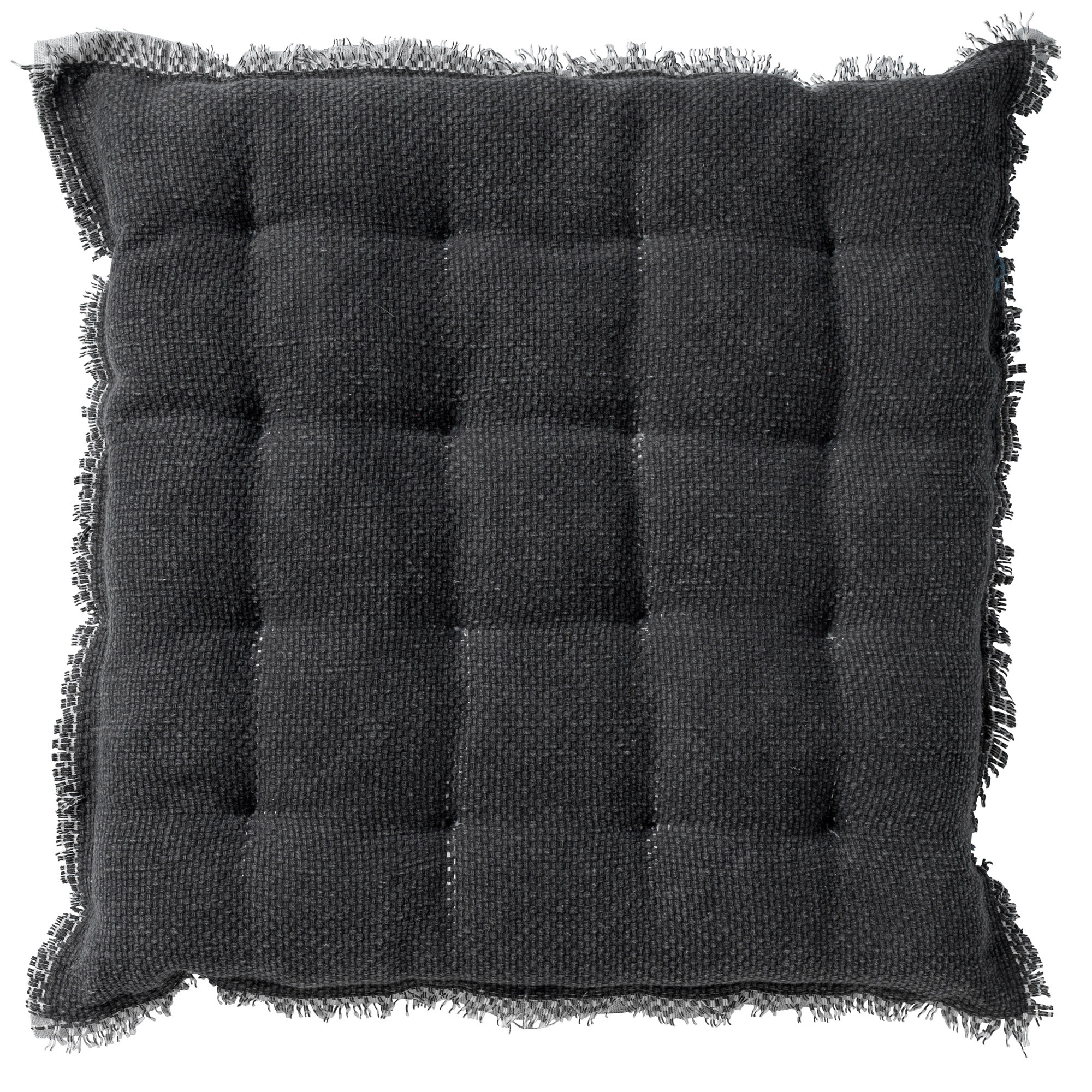 BURTO - Stoelkussen van gewassen katoen Charcoal Gray 40x40 cm - grijs