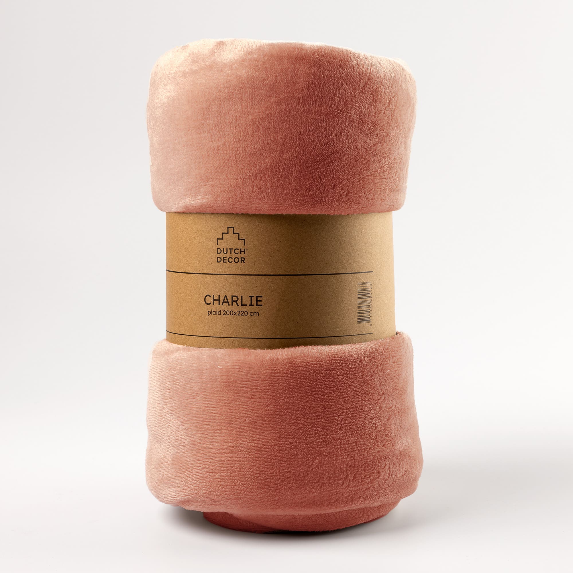 CHARLIE - plaid 200x220 cm - extra grote fleece deken - effen kleur - Muted Clay - roze