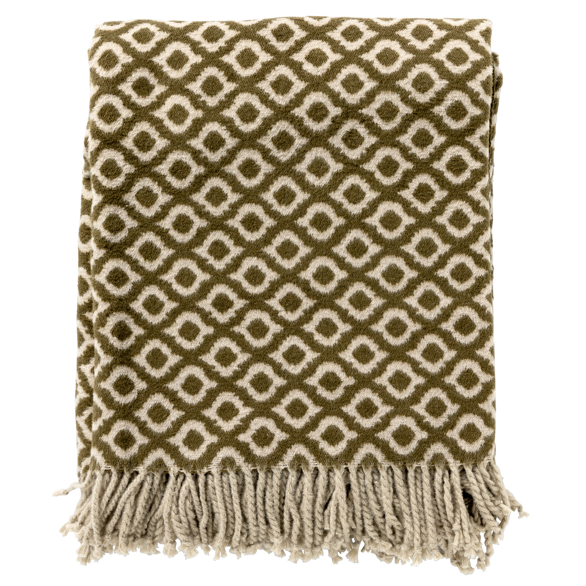 ISABELLA |  Plaid | 150x200 cm Military Olive | Groen | Uni | Hoii | 60% Katoen 40% Acryl