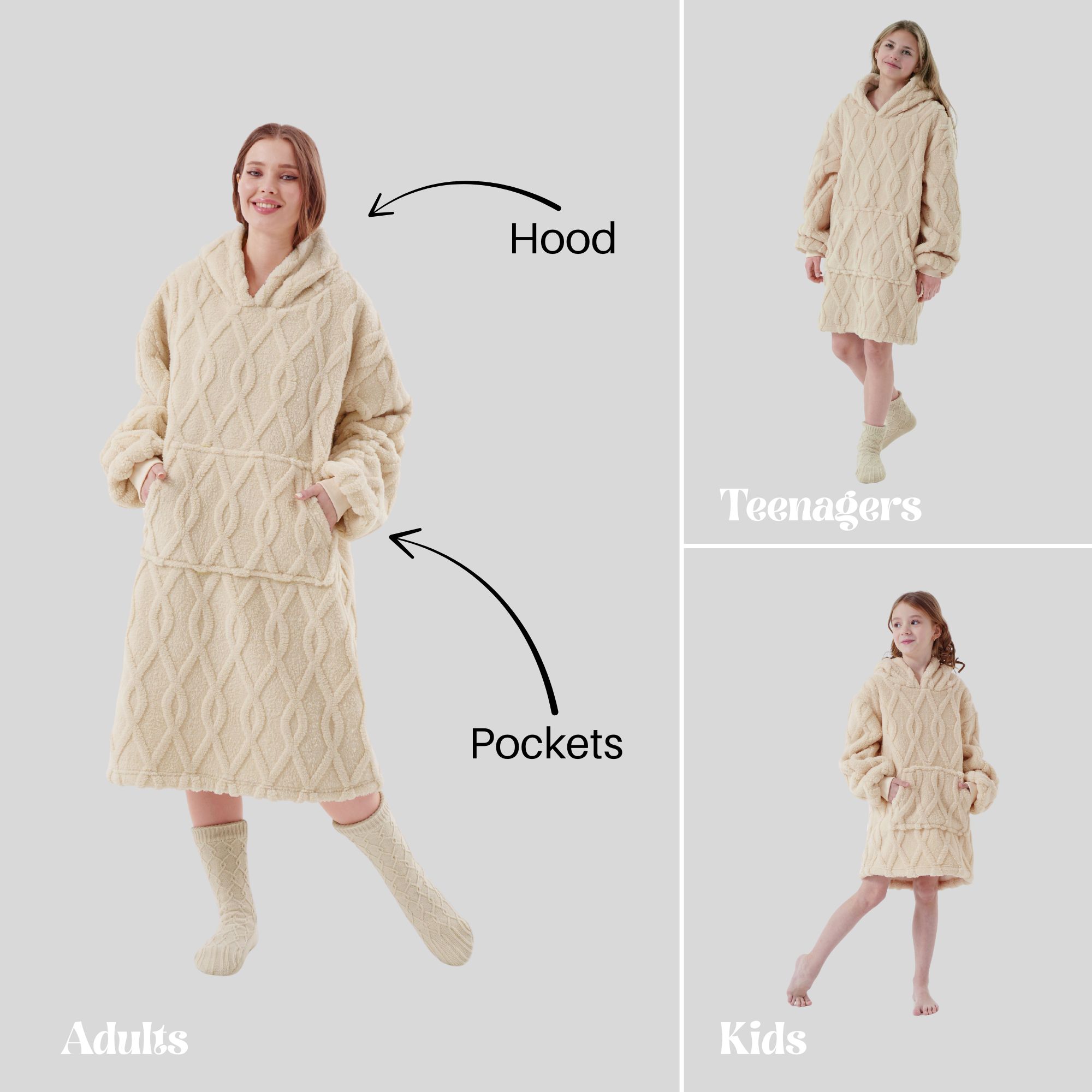 ROSETTA - hoodie 70x110 cm - volwassenen - Bone White - wit ROSETTA - hoodie 70x110 cm - volwassenen - Bone White - wit