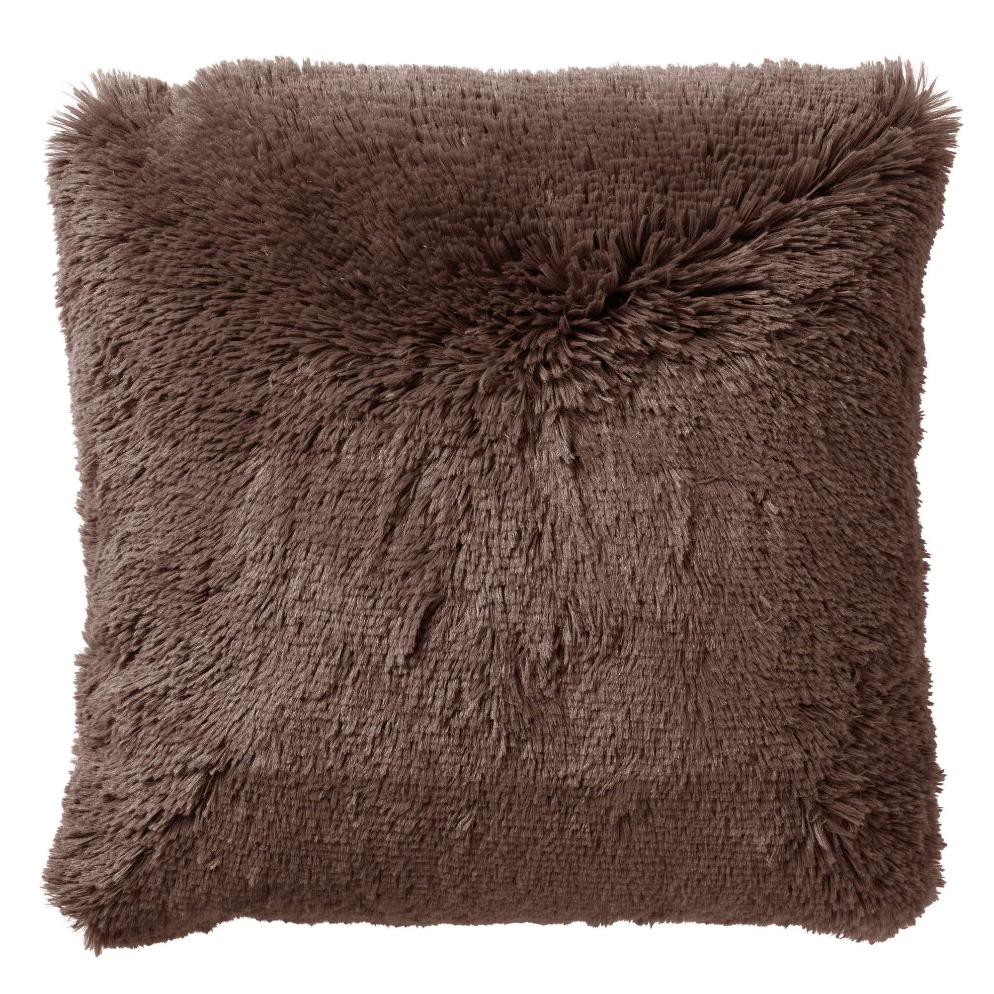 FLUFFY - Sierkussen 45x45 cm - superzacht - effen kleur - Chocolate Martini - donkerbruin