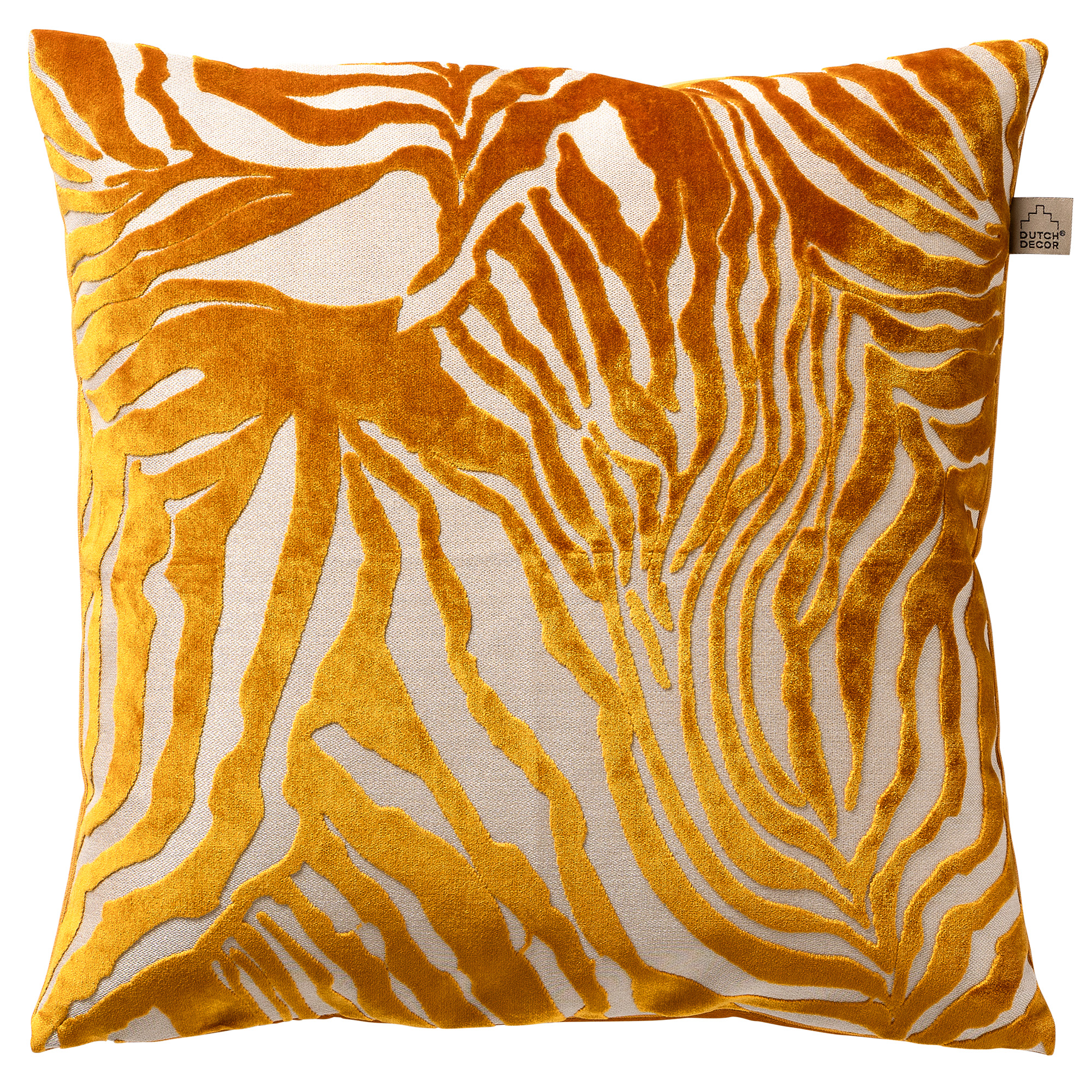 SEB - Sierkussen 45x45 cm - velvet - dierenprint - Chai Tea - geel