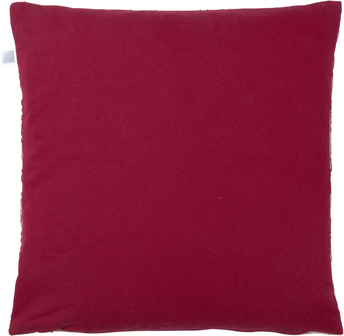 LUUK - Sierkussen 45x45 cm - bordeaux - rood - roze - streepjes - retro