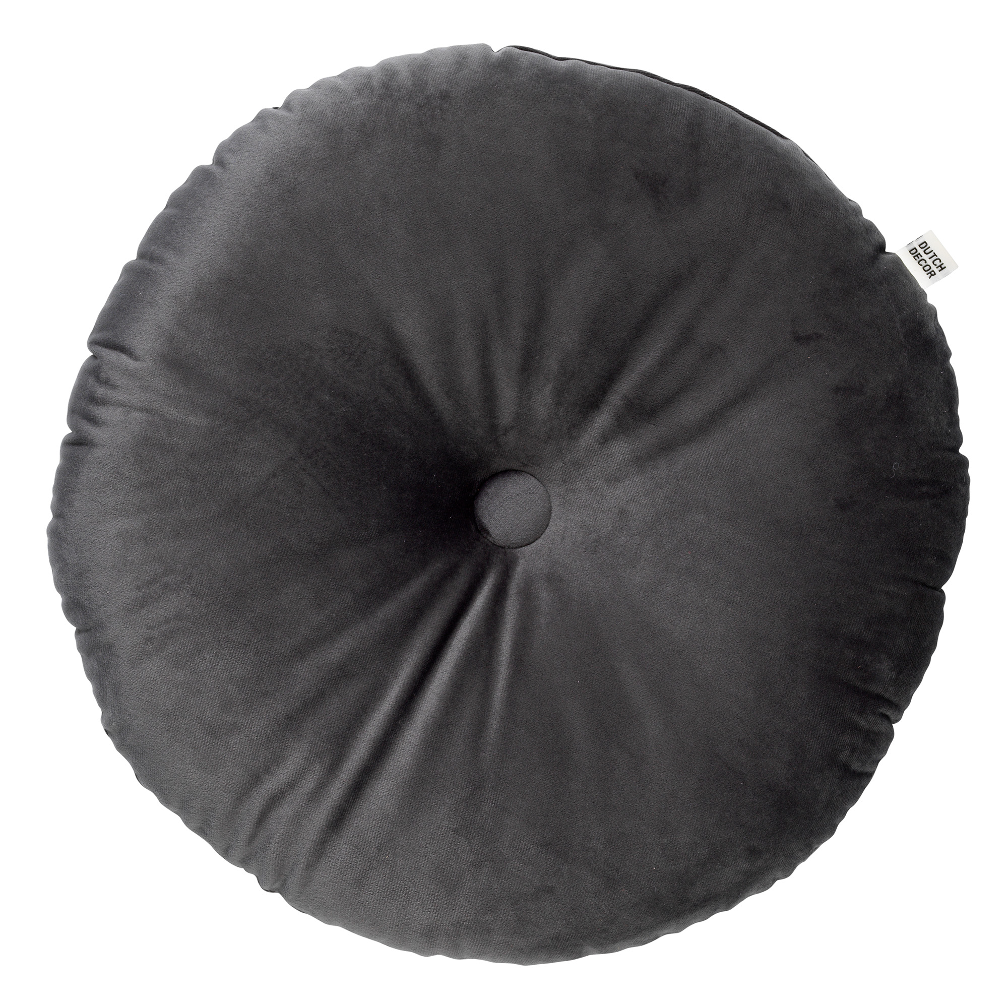 OLLY - Sierkussen rond velvet Charcoal Gray 40 cm - grijs
