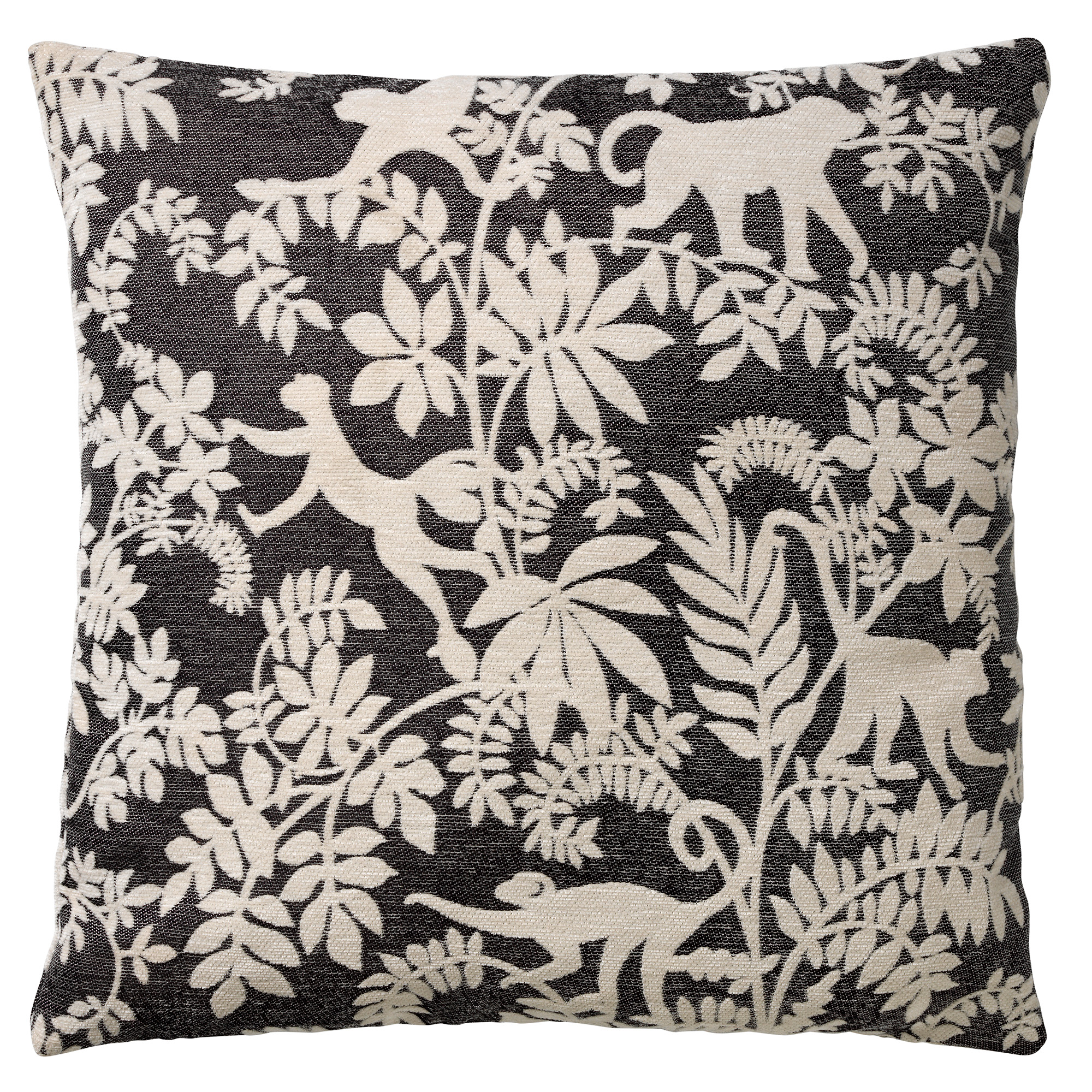 ABU - Sierkussen 45x45 cm - Raven - zwart - wit - botanisch - aapjes