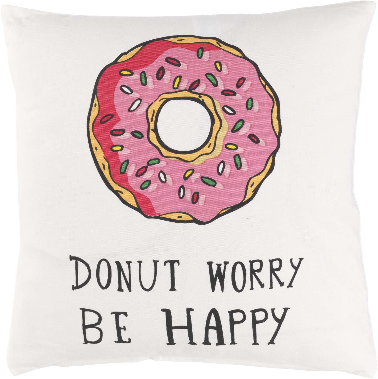 DIDI - Sierkussen donut 45x45 cm - ivoor / wit - Donut worry be happy 