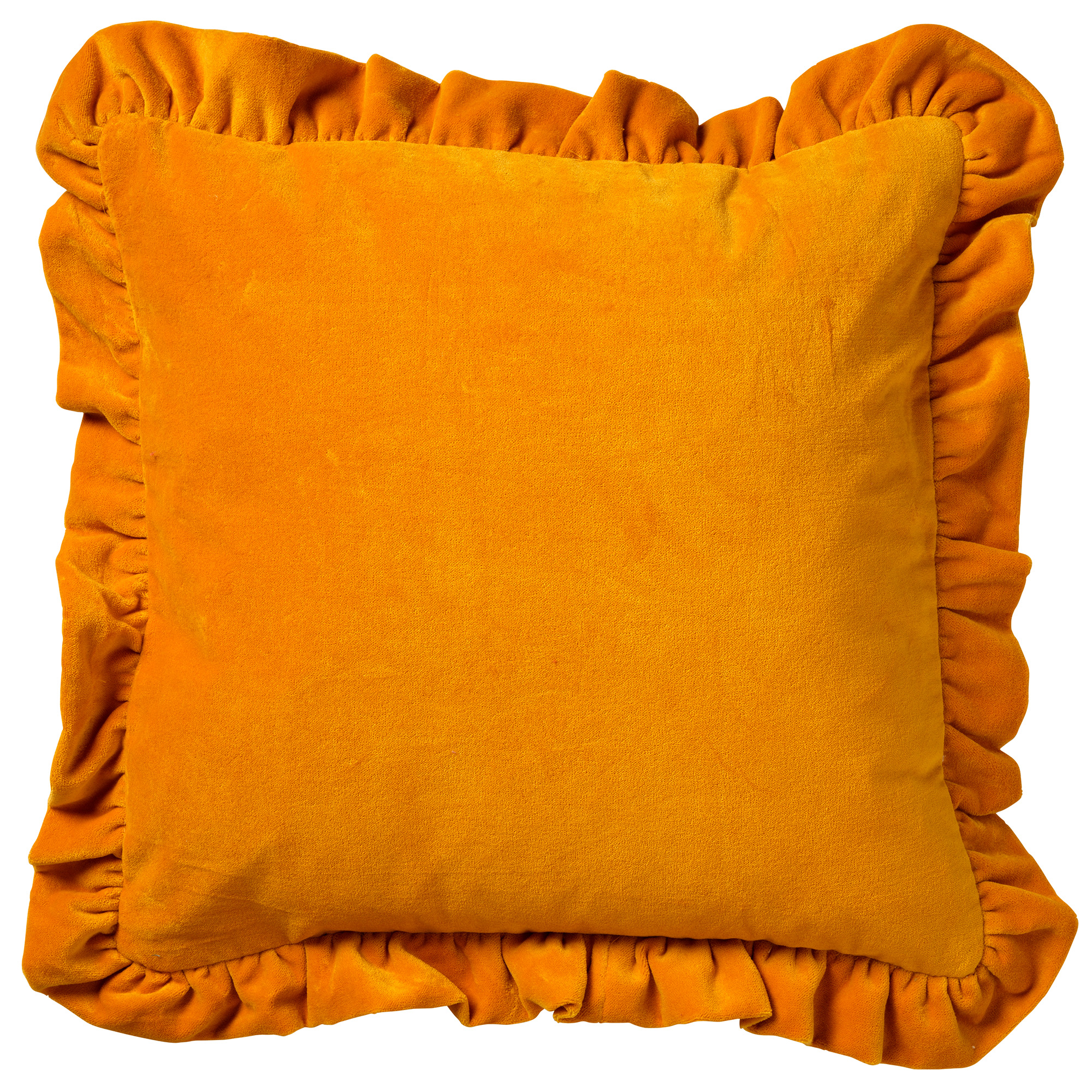 YARA - Kussenhoes 100% katoen 45x45 cm - velvet - Golden Glow - geel - ruches rondom YARA - Kussenhoes 100% katoen 45x45 cm - velvet - Golden Glow - geel - ruches rondom