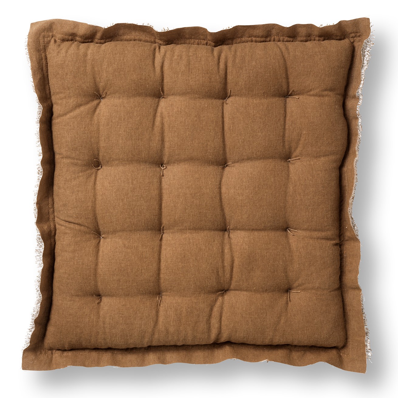 BURTO - Stoelkussen van gewassen Tobacco Brown 40x40 cm - bruin | DDL0232300978