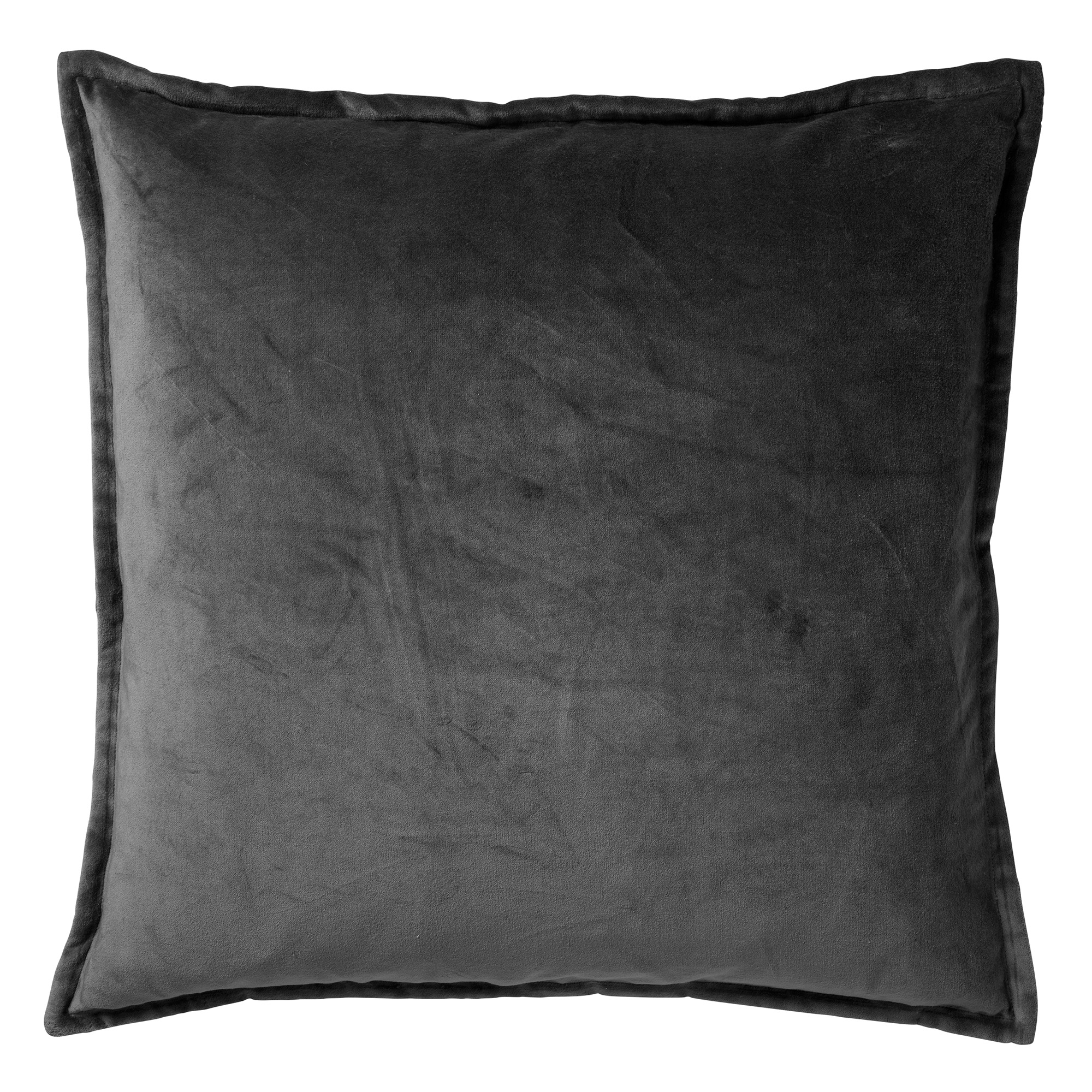 CAITH - Sierkussen 50x50 cm - 100% katoen - velvet - lekker zacht - Charcoal Gray - antraciet