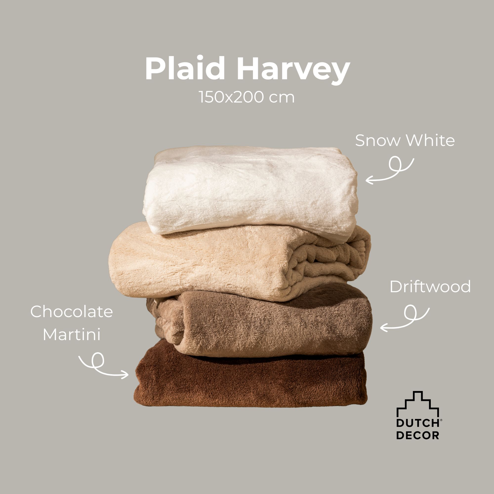 HARVEY - Plaid 150x200 cm - superzachte deken van fleece - Driftwood - taupe