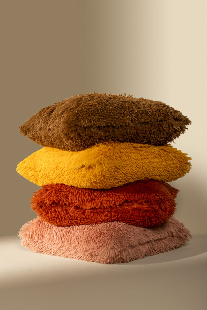 FLUFFY - Kussenhoes 45x45 cm - superzacht - effen kleur - Potters Clay - oranje-terracotta