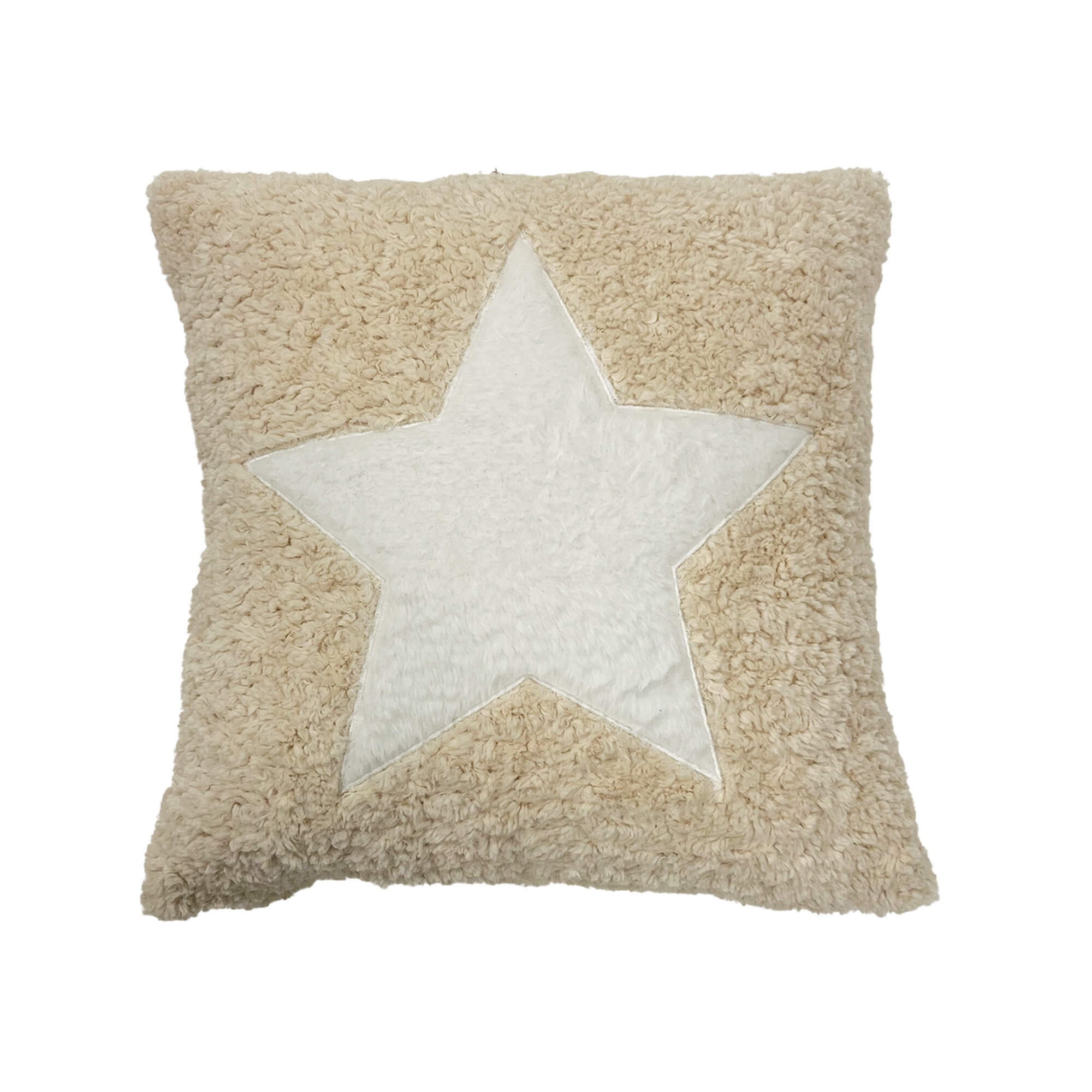 MALIN - Kussenhoes 45x45 cm - met teddykrullen - Natural - beige