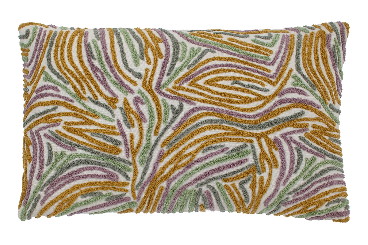 UWING - Kussenhoes 30x50 cm - zand - beige - geel - paars - groen - streepjes 