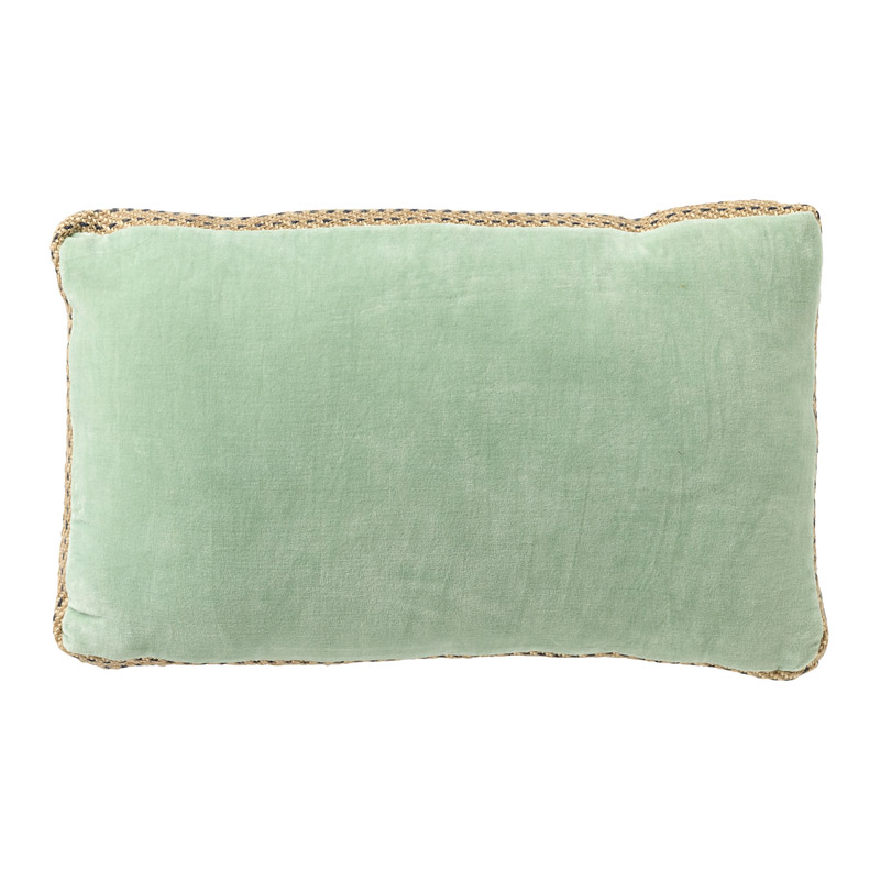 MANOE - Sierkussen 30x50 cm - effen kleur - met rand van jute - Cameo Green - lichtgroen