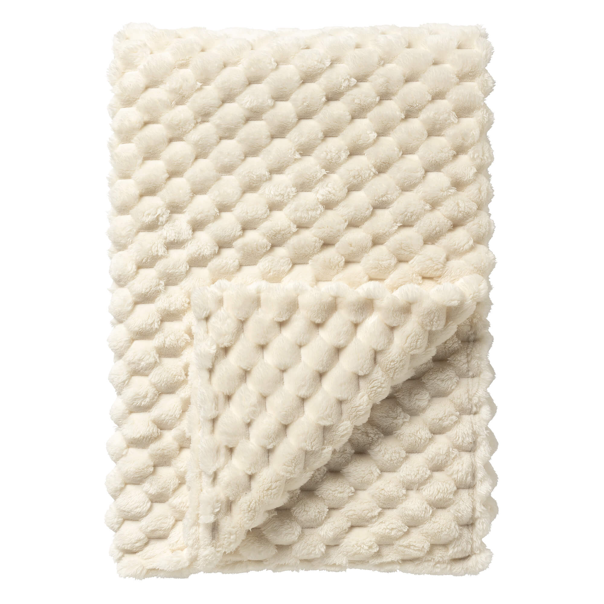 VOORDEELSET - 3-delig - Viva & Vivian - 2 sierkussens 45x45 cm - 1 plaid 150x200 cm - 100% gerecycled - wit