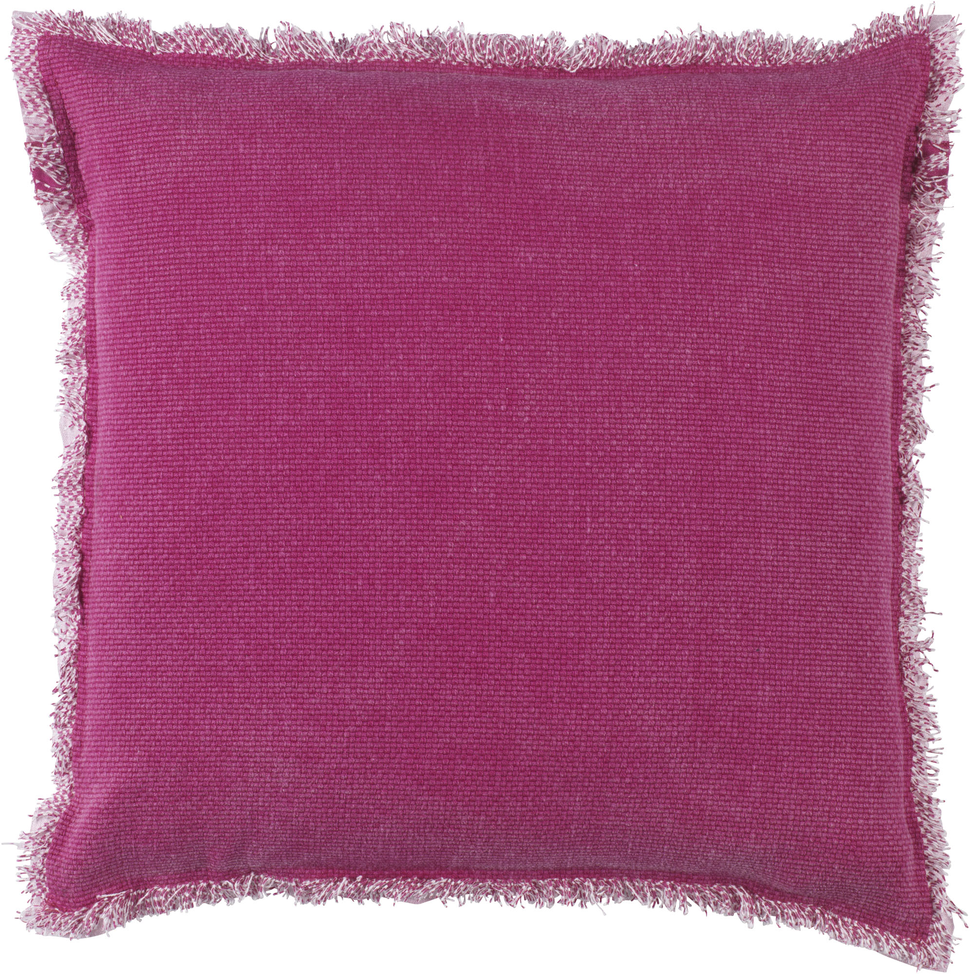 BURTO - Sierkussen XL - 70x70 cm  fuchsia -  roze - van gewassen katoen - lounge kussen